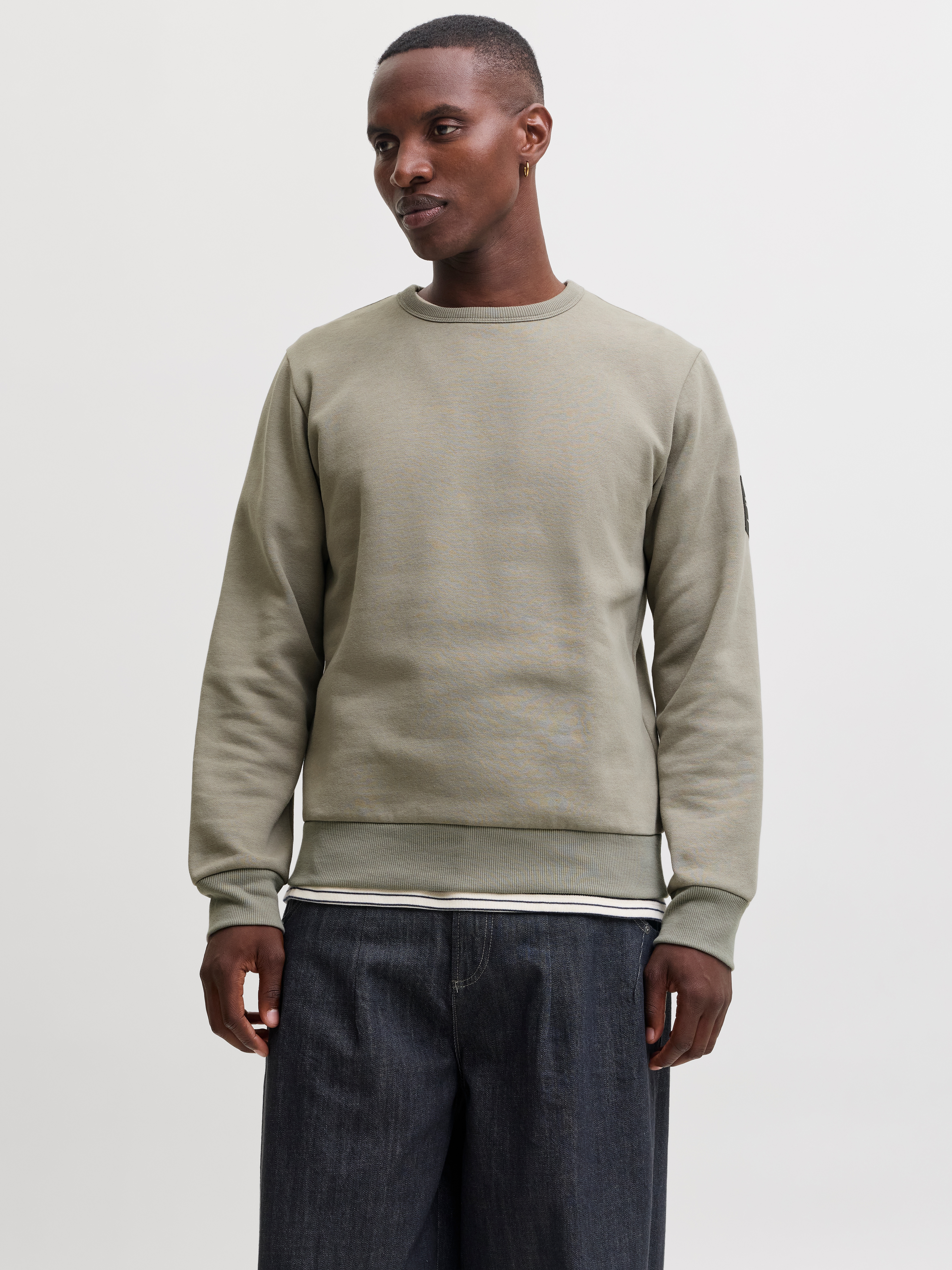 Jack & Jones Sweatshirt "JJCLEVELAND SWEAT CREW NECK", Materialmix, regular fit