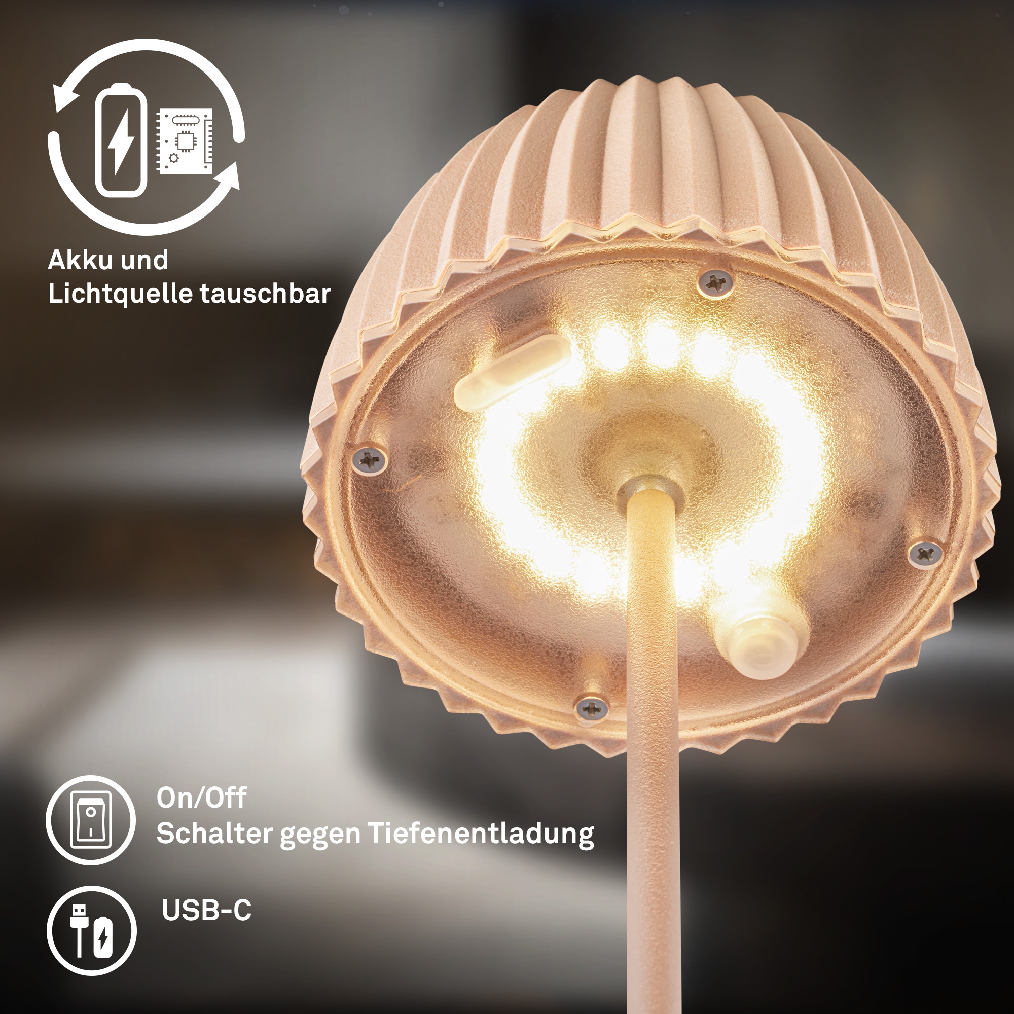 Briloner Leuchten LED Tischleuchte »Akku LED Tischleuchte« LED-Modul