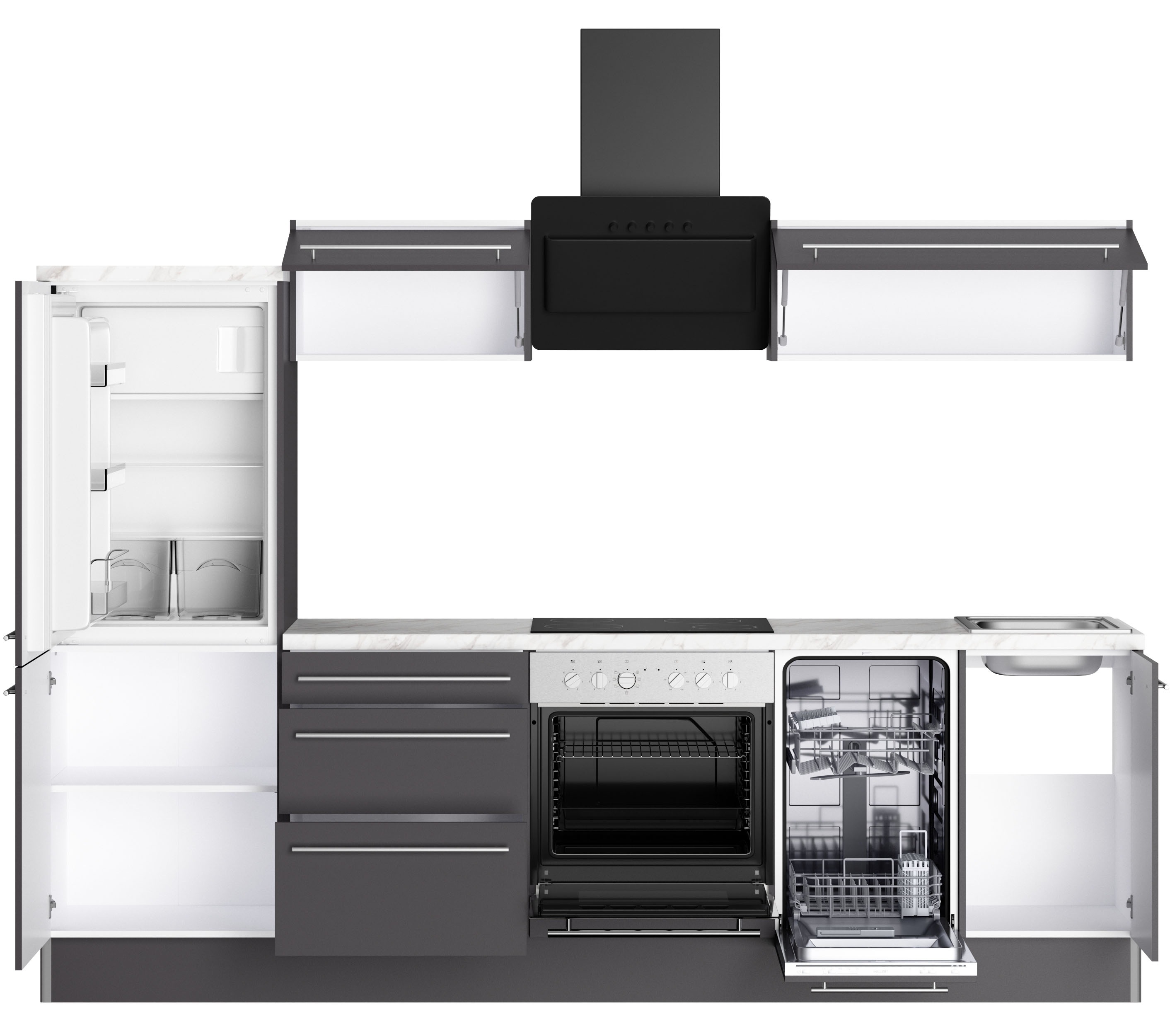 Thumbnail - KOCHSTATION Küche "KS-Bern2" Breite 270 cm, wahlweise mit E-Geräten, Seitenverkehrt stellbar