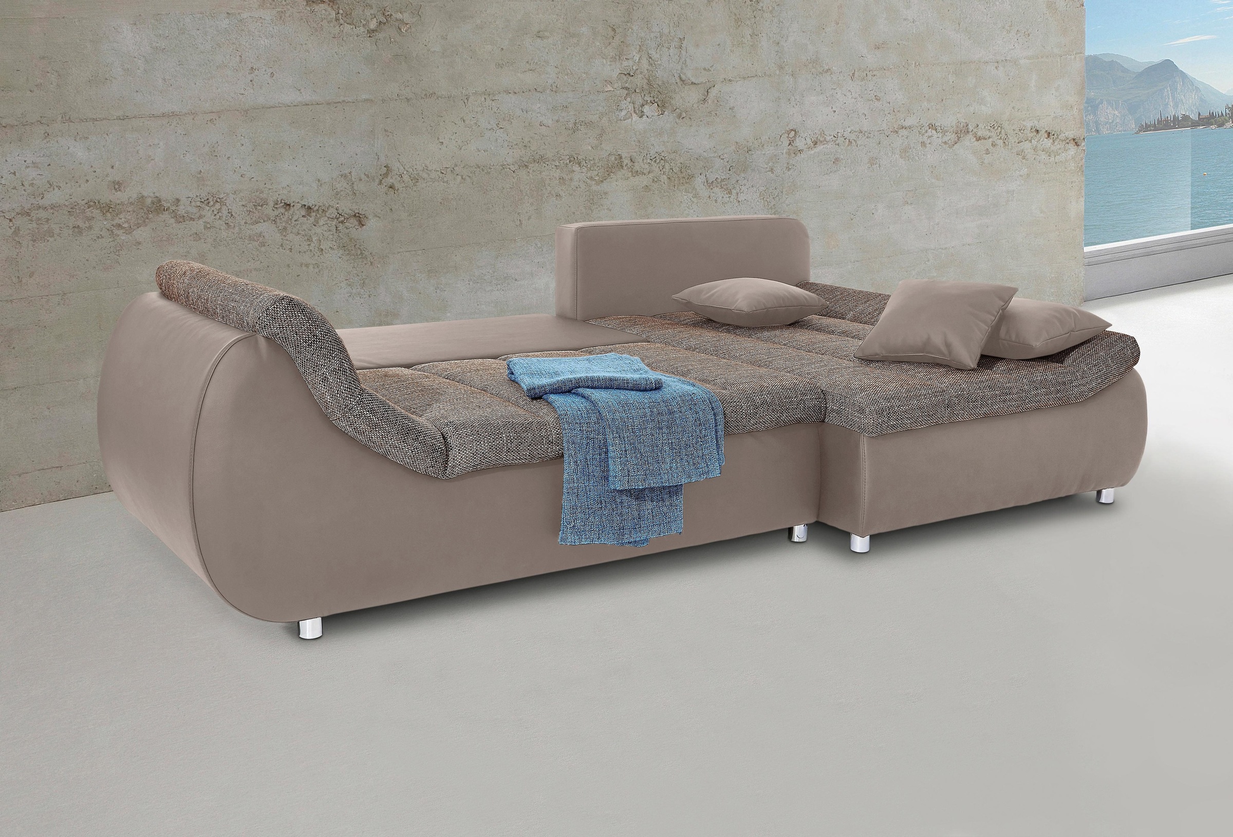 INOSIGN Ecksofa "Imola elegant und bequem, aktuelle Steppung im Sitz, L-For günstig online kaufen