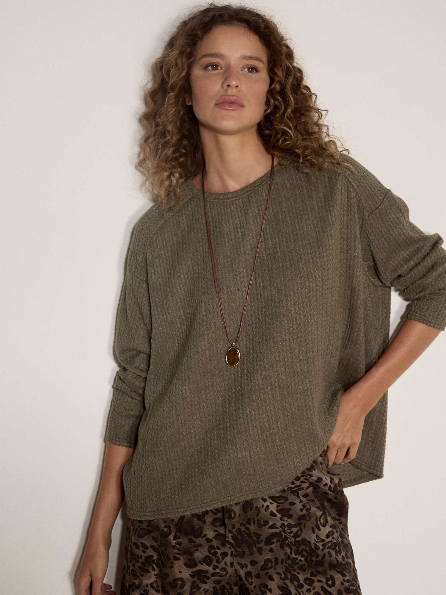 Apricot Strickpullover "Jersey-Oberteil aus Jacquard-Strick" in Oversize-Passform