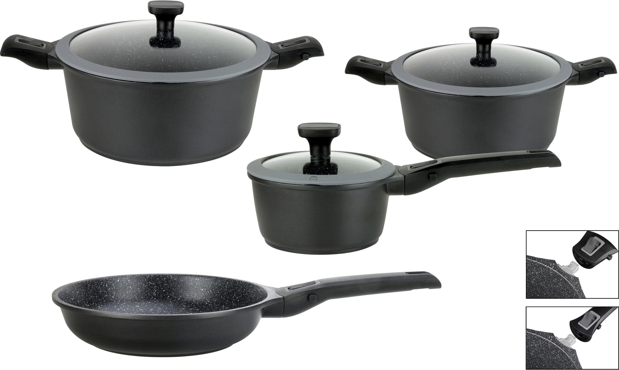 GSW Topf-Set "Easy Click" Aluminiumguss Set, Kochtopf 20/24 cm, 1 Stielkass günstig online kaufen