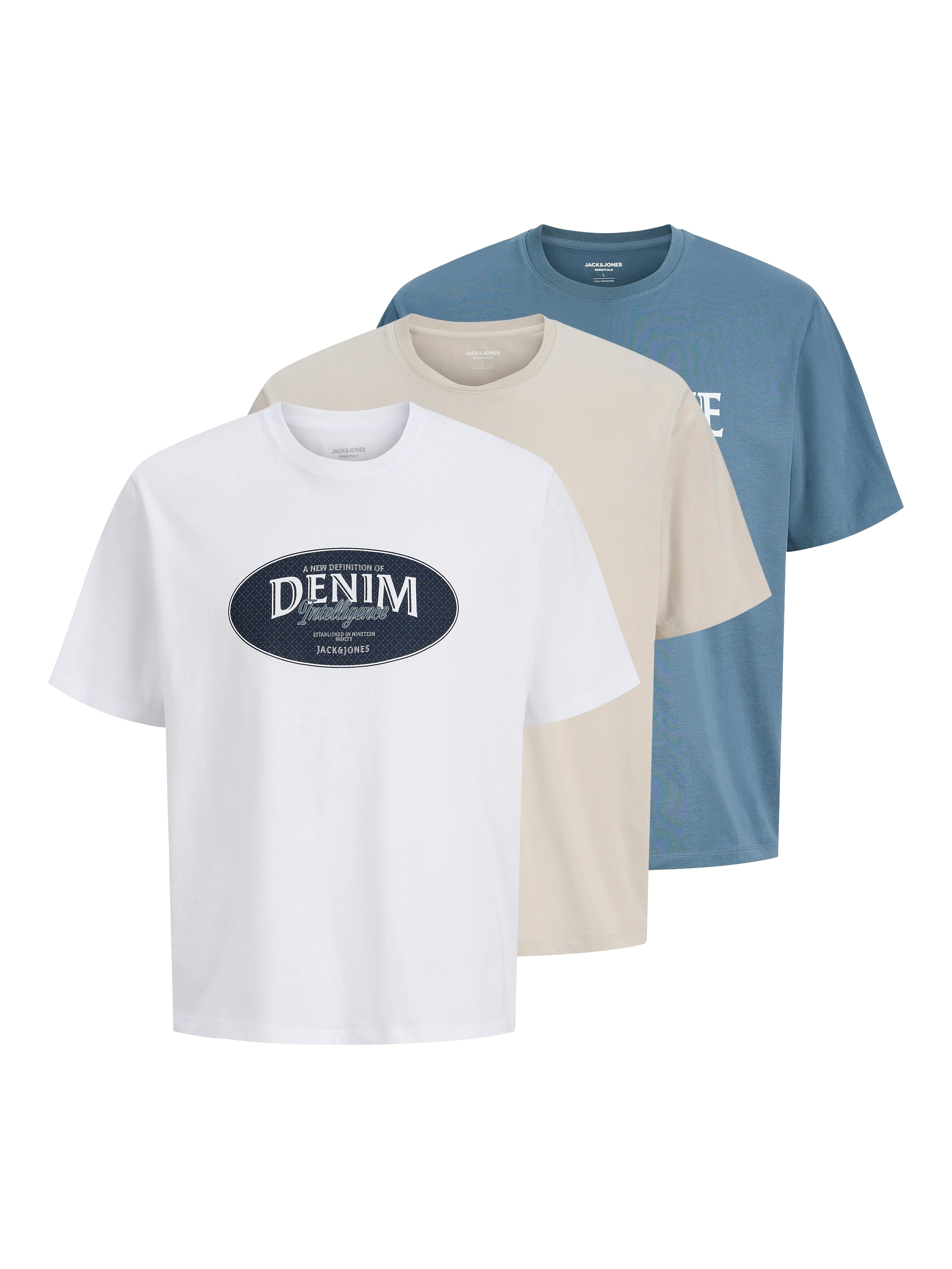 Jack & Jones T-Shirt "JJEDOVER DENIM TEE SS O-NECK 3PK MP" Packung, 3 tlg. günstig online kaufen