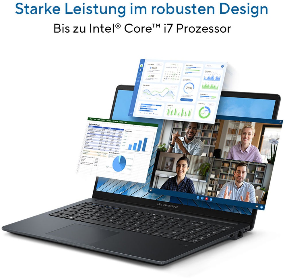 Asus Business-Notebook »ExpertBook B1 15,6" C7-240H 16 512 B1503CVA-S76992X« 39,6 cm / 15,6 ″ Intel Core 7 Intel Graphics 512 GB SSD