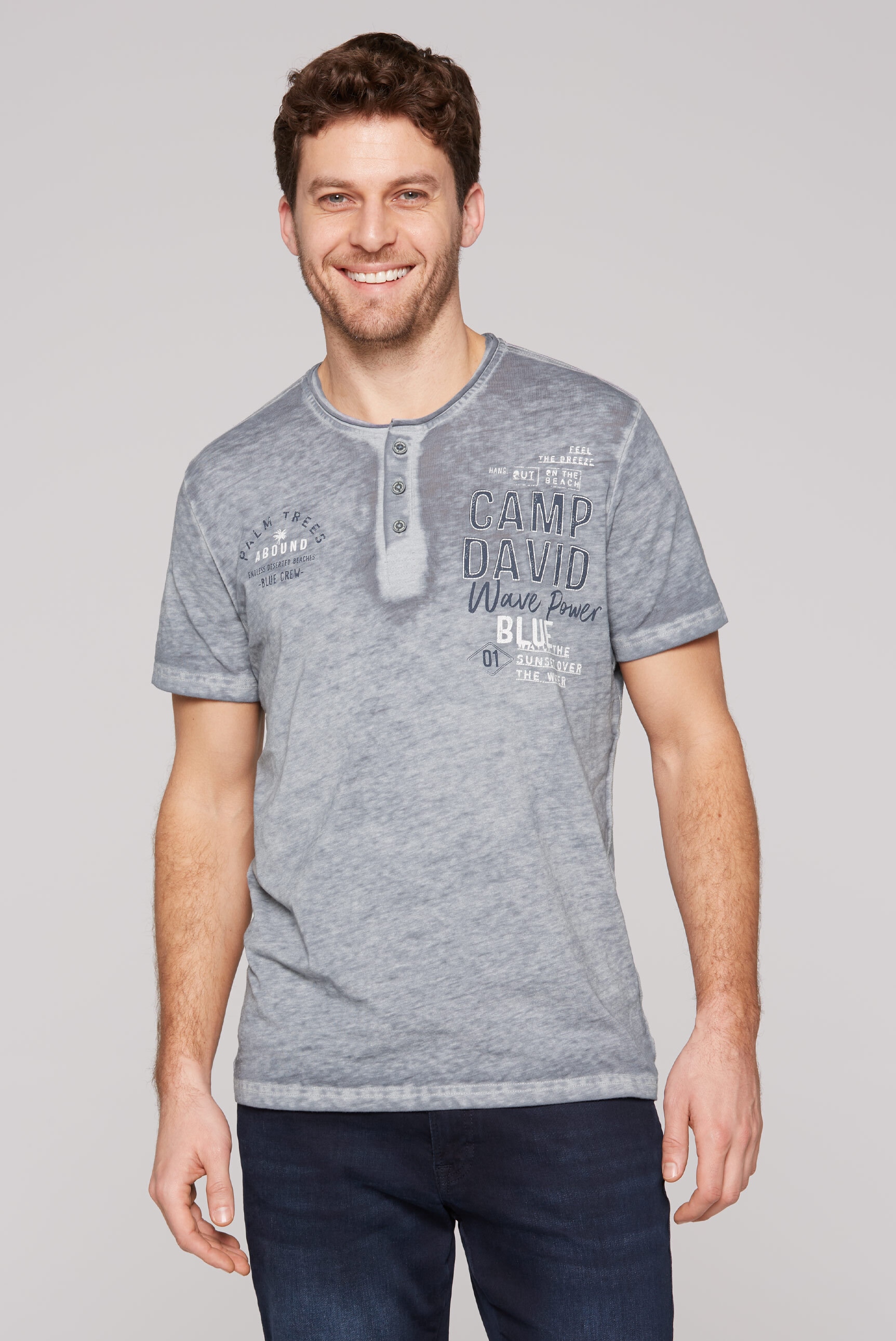 CAMP DAVID Henleyshirt, mit Rollsaum am Ausschnitt günstig online kaufen