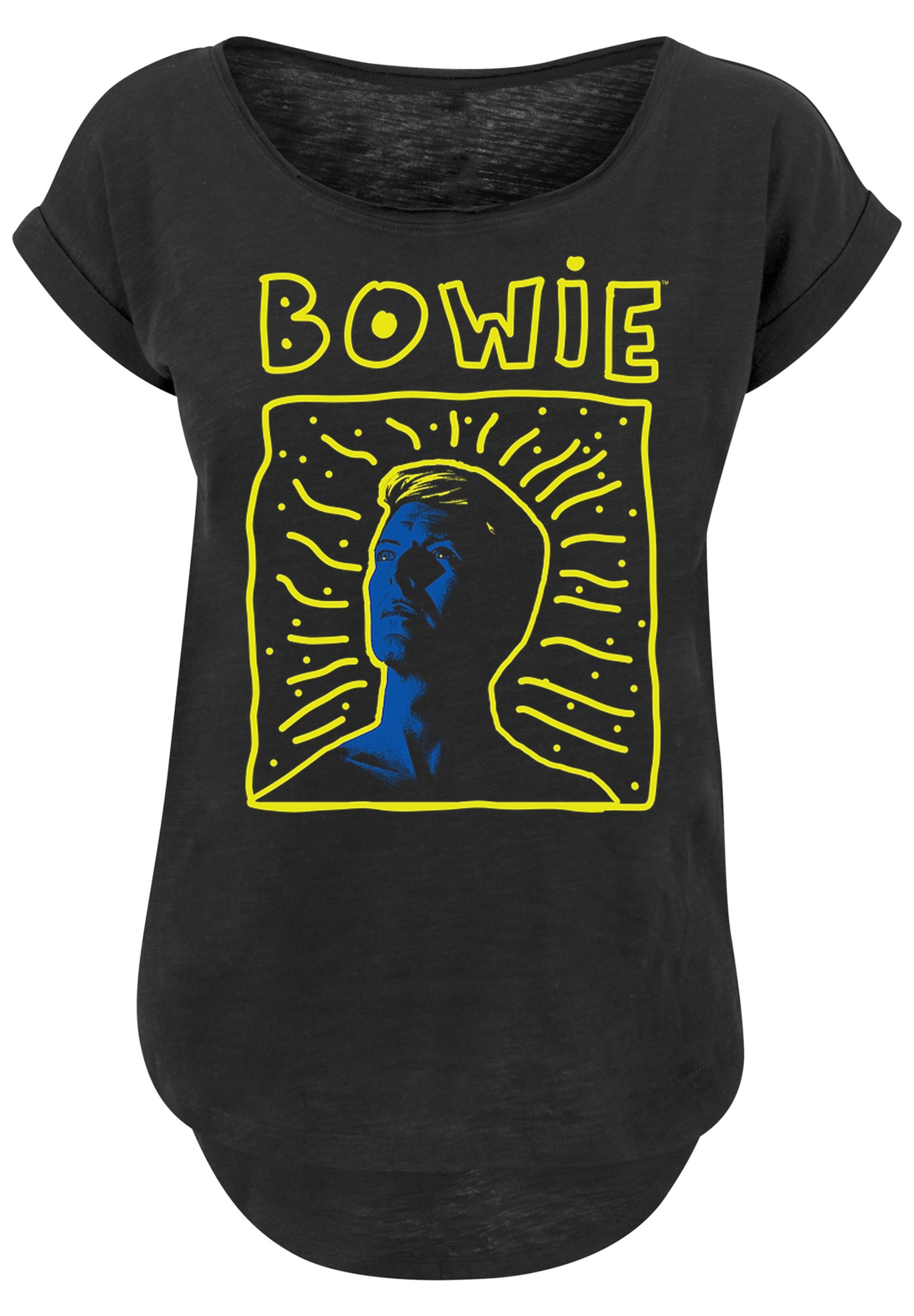 F4NT4STIC T-Shirt »Long Cut T-Shirt David Bowie 90s Frame«, Damen,Premium Merch,Lang,Longshirt,Bandshirt