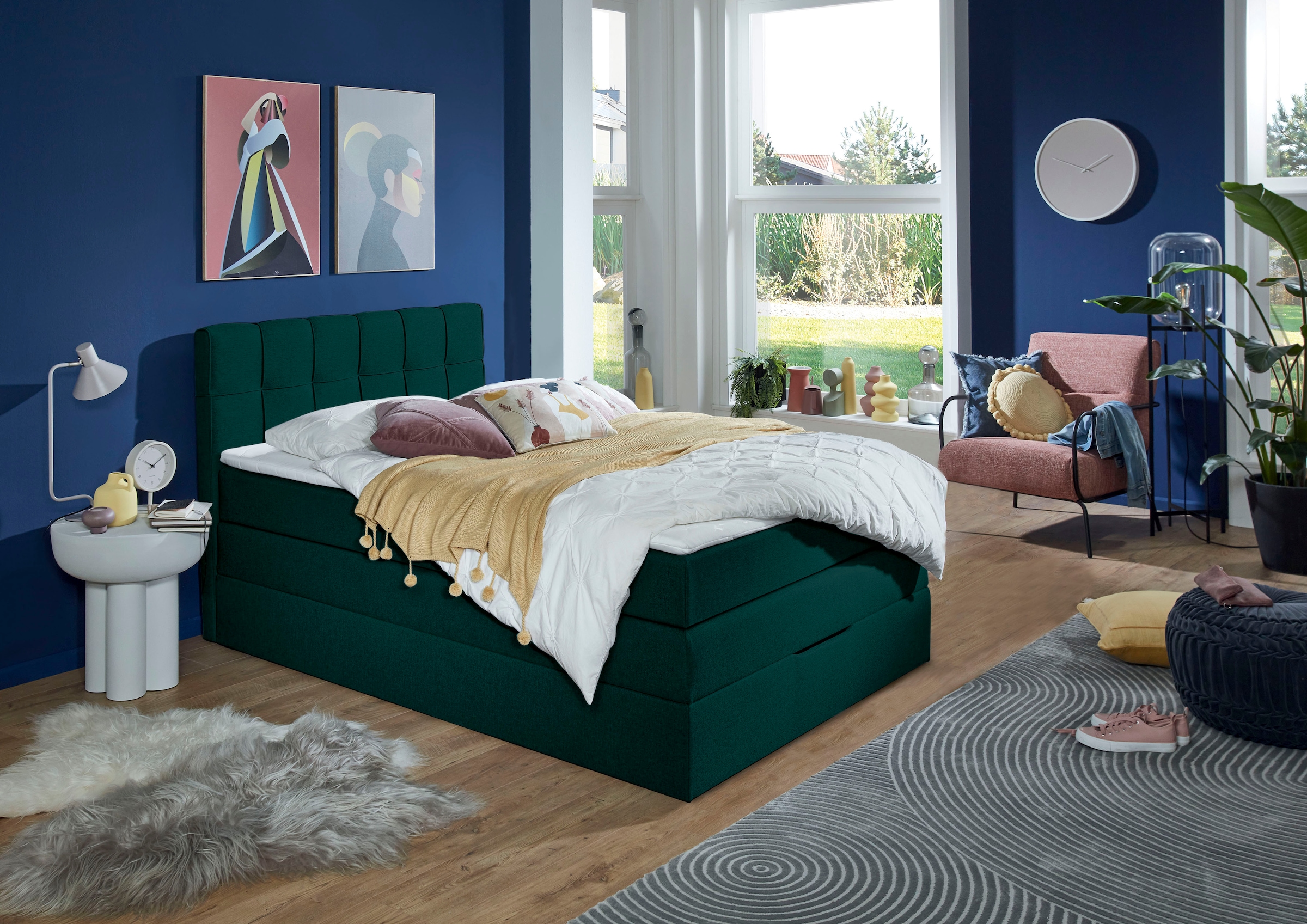 Home affaire Boxspringbett "Fornoli" inkl. Topper und Bettkasten, H3 in zwei Matratzenarten