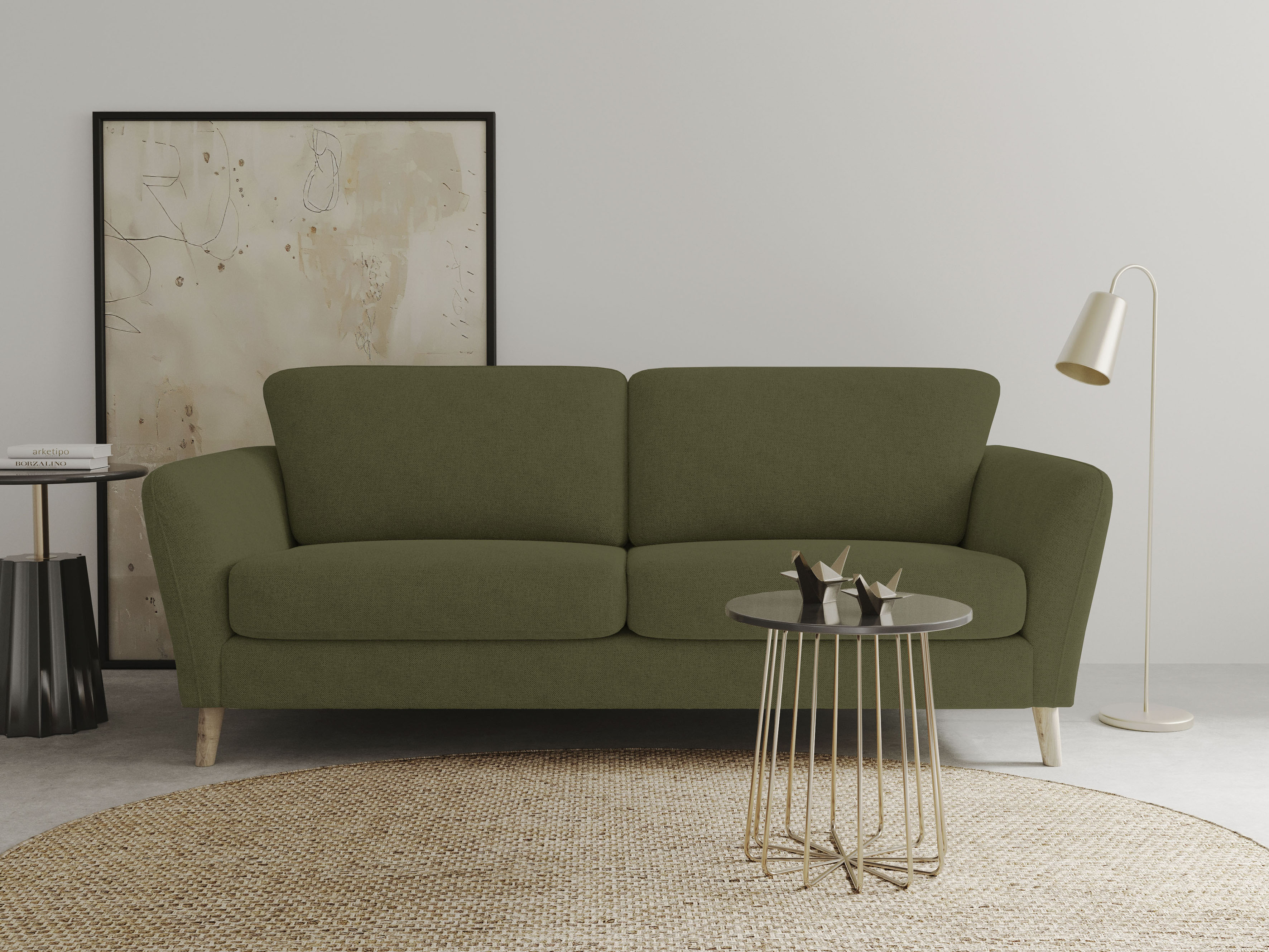 OTTO home 3-Sitzer "MARSEILLE 3er Sofa 206 cm, Cord, Flachgewebe, Struktur, Webstoff" mit Massivholzbeinen aus Eiche, verschiedene Bezüge und Farbvarianten
