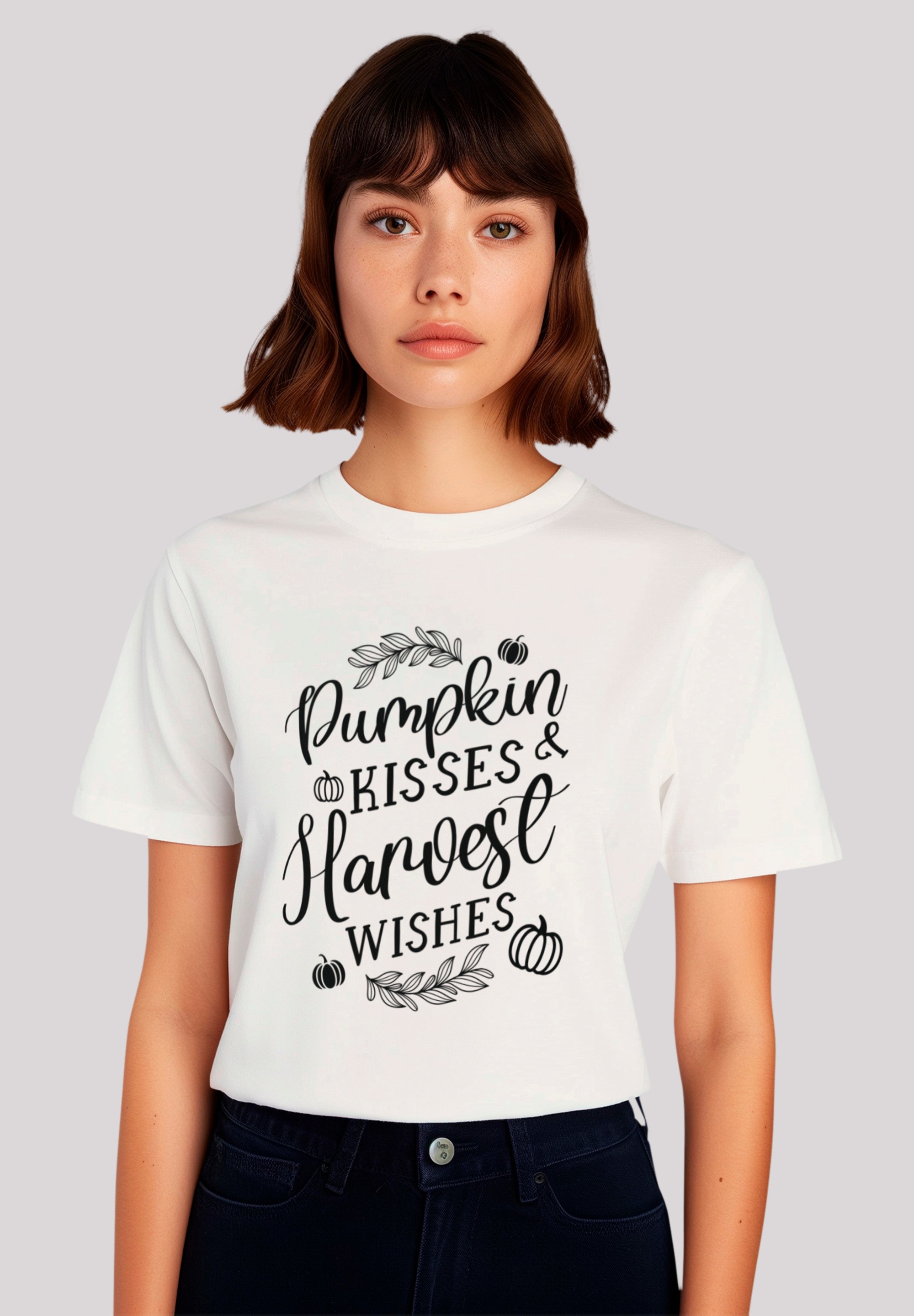 F4NT4STIC T-Shirt "Pumpkin kisses Harves wishes", Premium Qualität, Hallowe günstig online kaufen