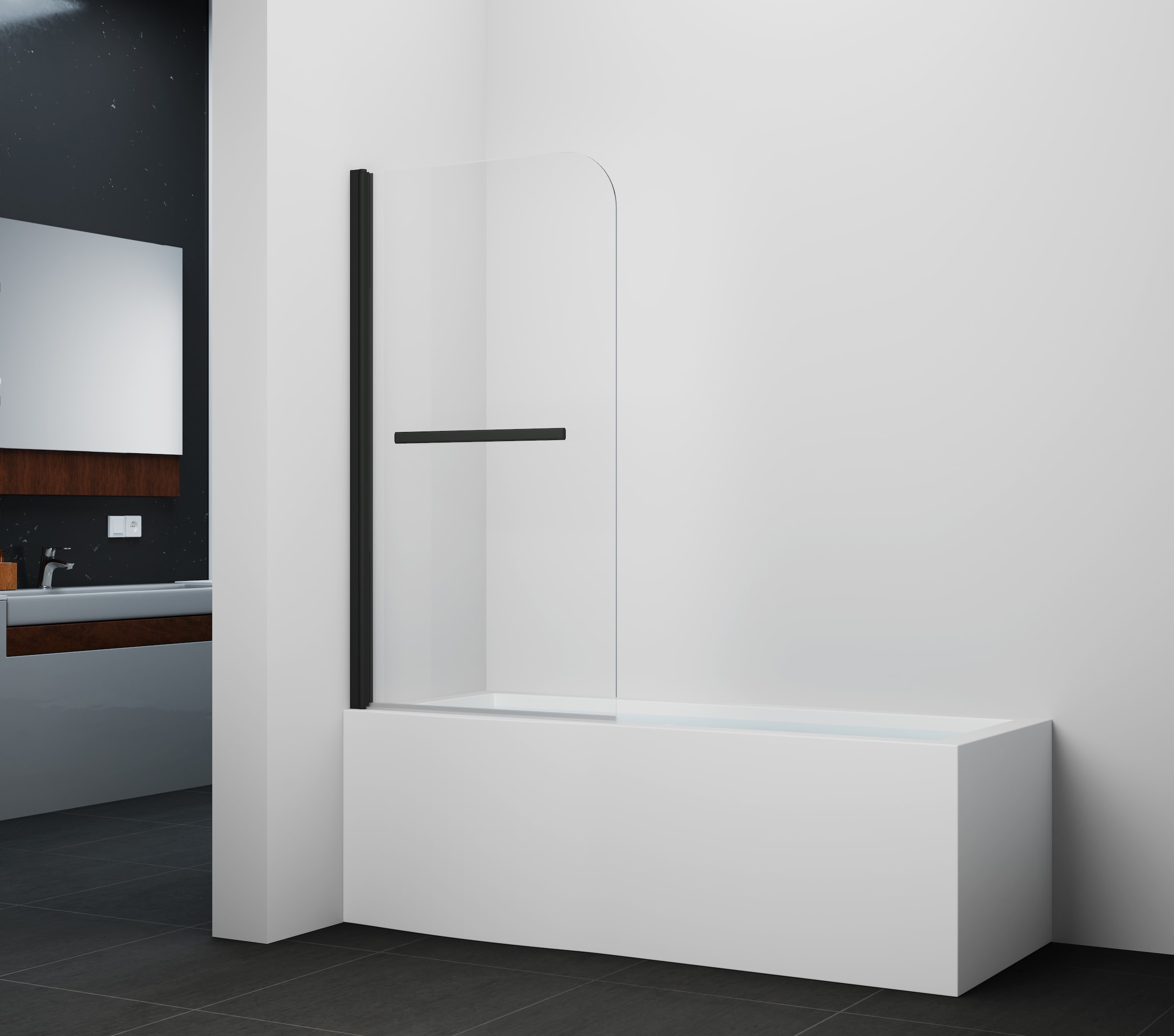 Marwell Walk-in-Dusche »Black Vital 1« mit integriertem Handtuchhalter