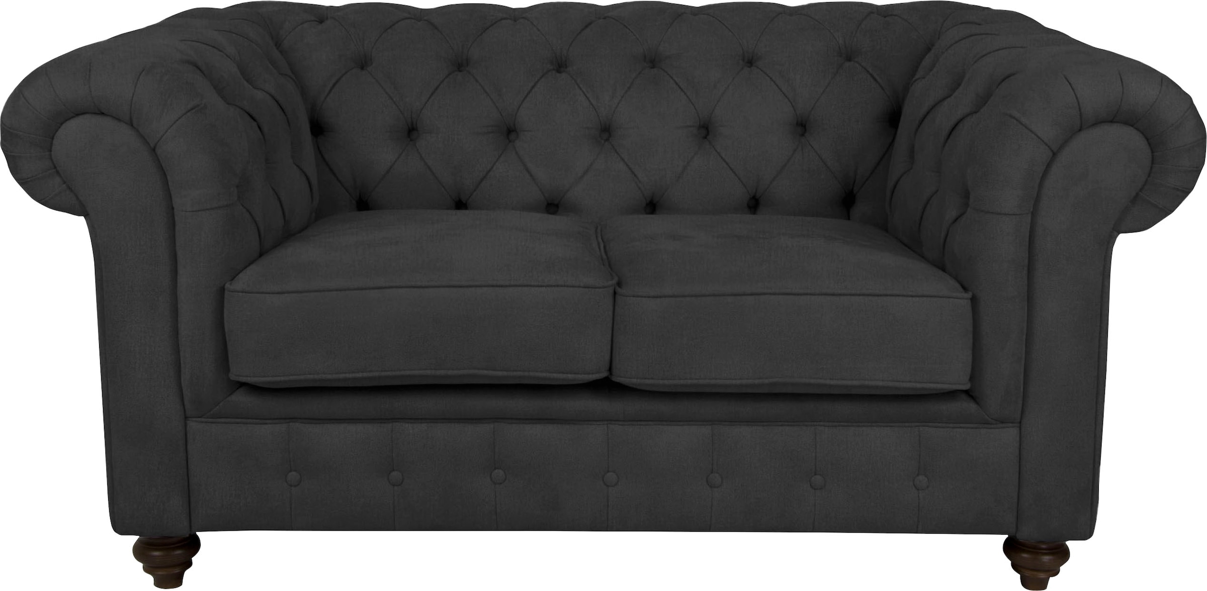 Home affaire Chesterfield-Sofa »Duc 2-Sitzer«, hochwertige Knopfheftung im Rücken, Samtoptik mit changierender Optik