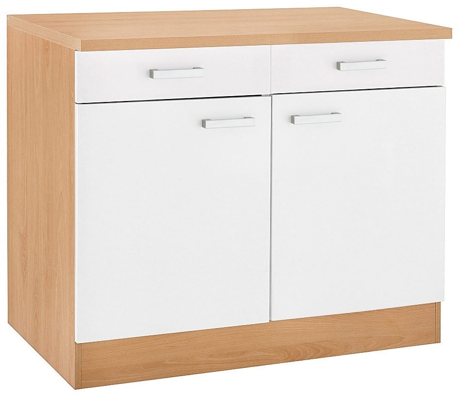 OPTIFIT Unterschrank "Odense", 100 cm breit, mit 2 Türen und 2 Schubkästen, mit 28 mm Arbeitsplatte