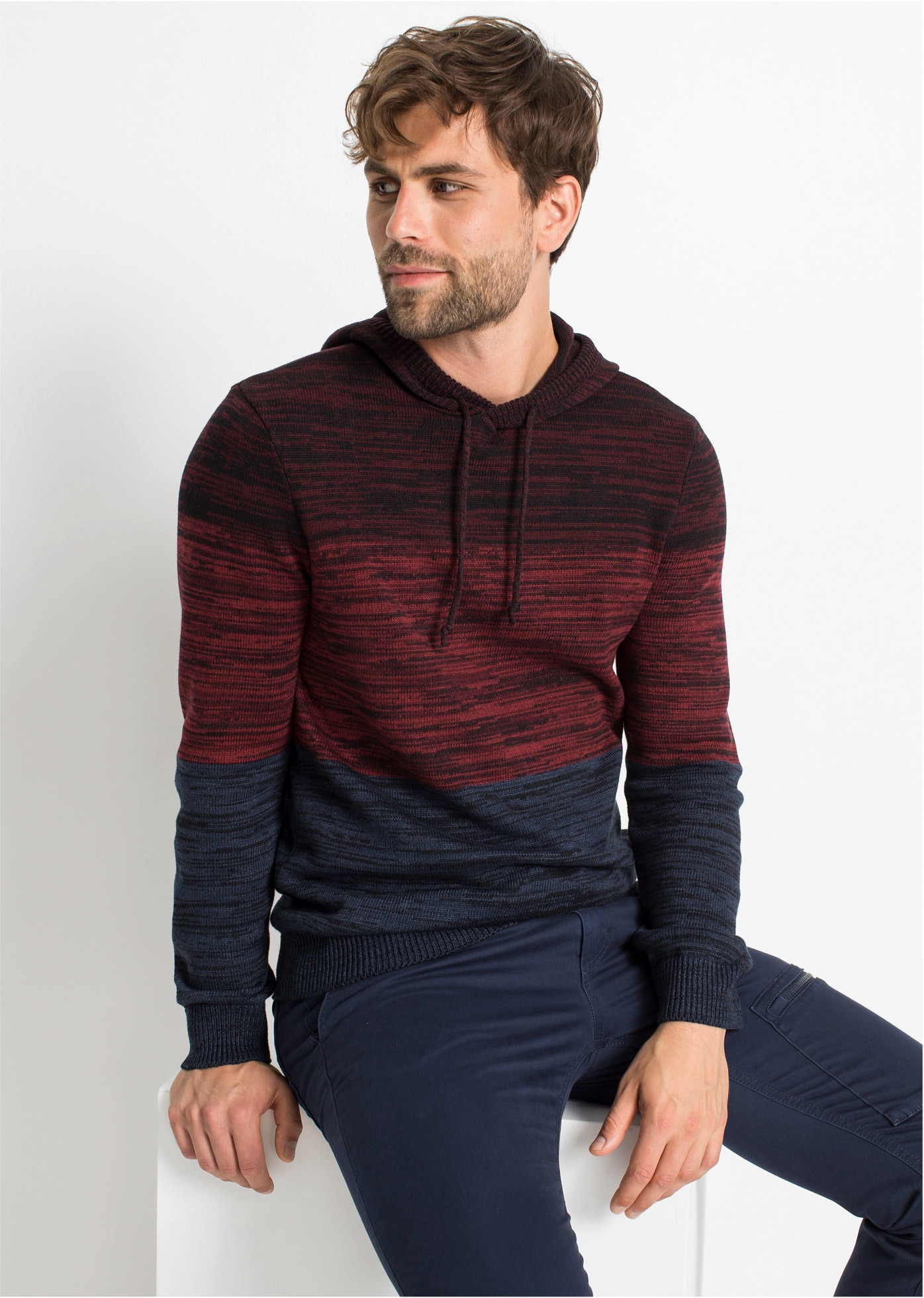 bonprix Kapuzenpullover aus Baumwolle und Polyacryl, mit Kapuze, Regular Fit, mehrfarbig
