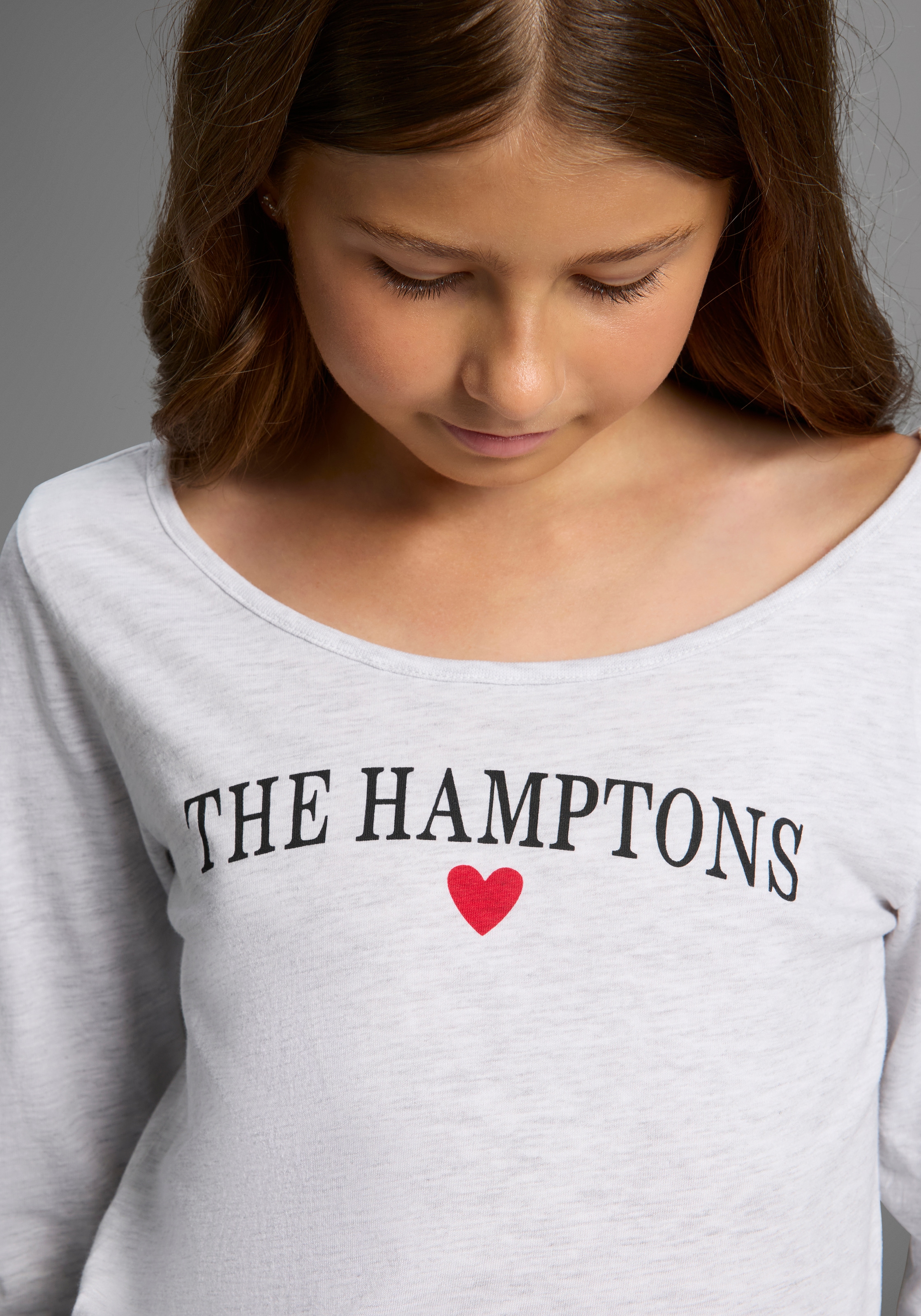 KIDSWORLD Langarmshirt »Shirt mit Hamptons-Druck für Mädchen«, Tieferer Ausschnitt