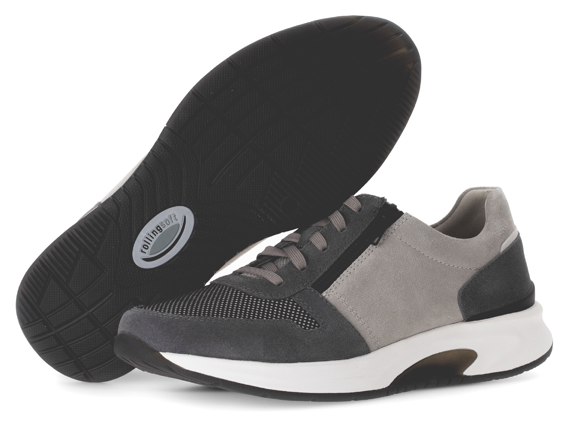 Gabor Rollingsoft Keilsneaker, Freizeitschuh, Halbschuh, Schnürer mit Außenreißverschluss, G-Weite