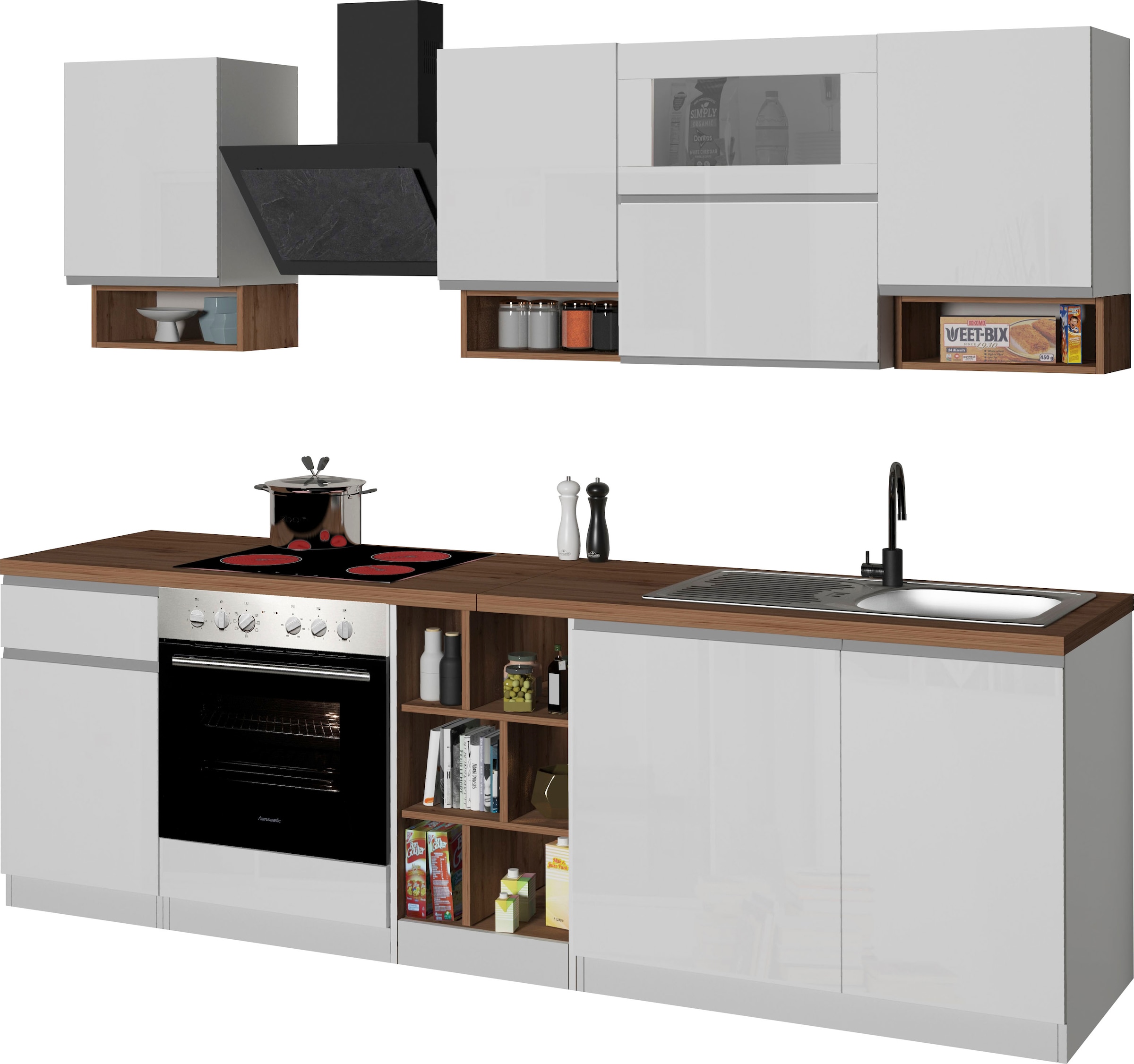 KOCHSTATION Küchenzeile »KS-Sole«, Breite 256 cm, mit Geschirr-Abtropfschrank, ohne E-Geräte