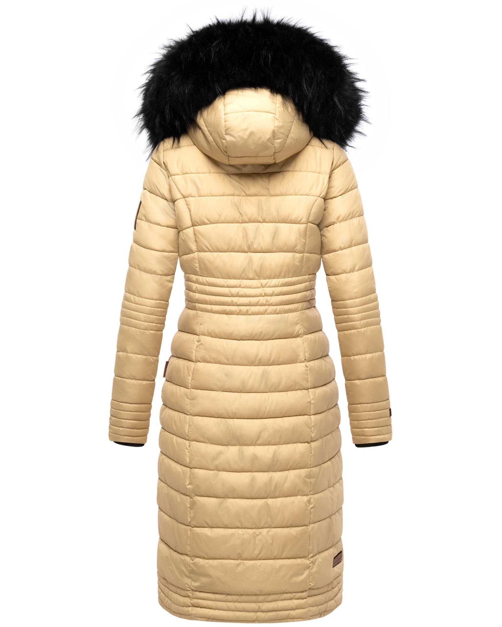Navahoo Wintermantel »Umay«, langer Damen Winter Steppmantel mit Kunstfellkapuze