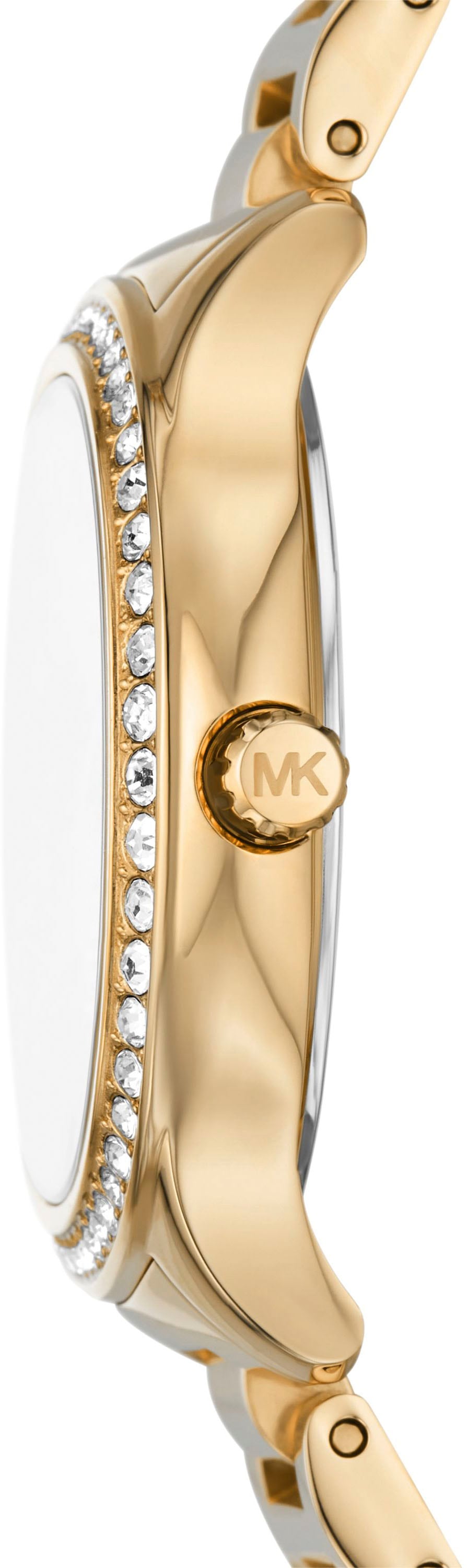 MICHAEL KORS Quarzuhr »SAGE«, Armbanduhr, Damenuhr, Perlmutt-Zifferblatt, Edelstahlarmband