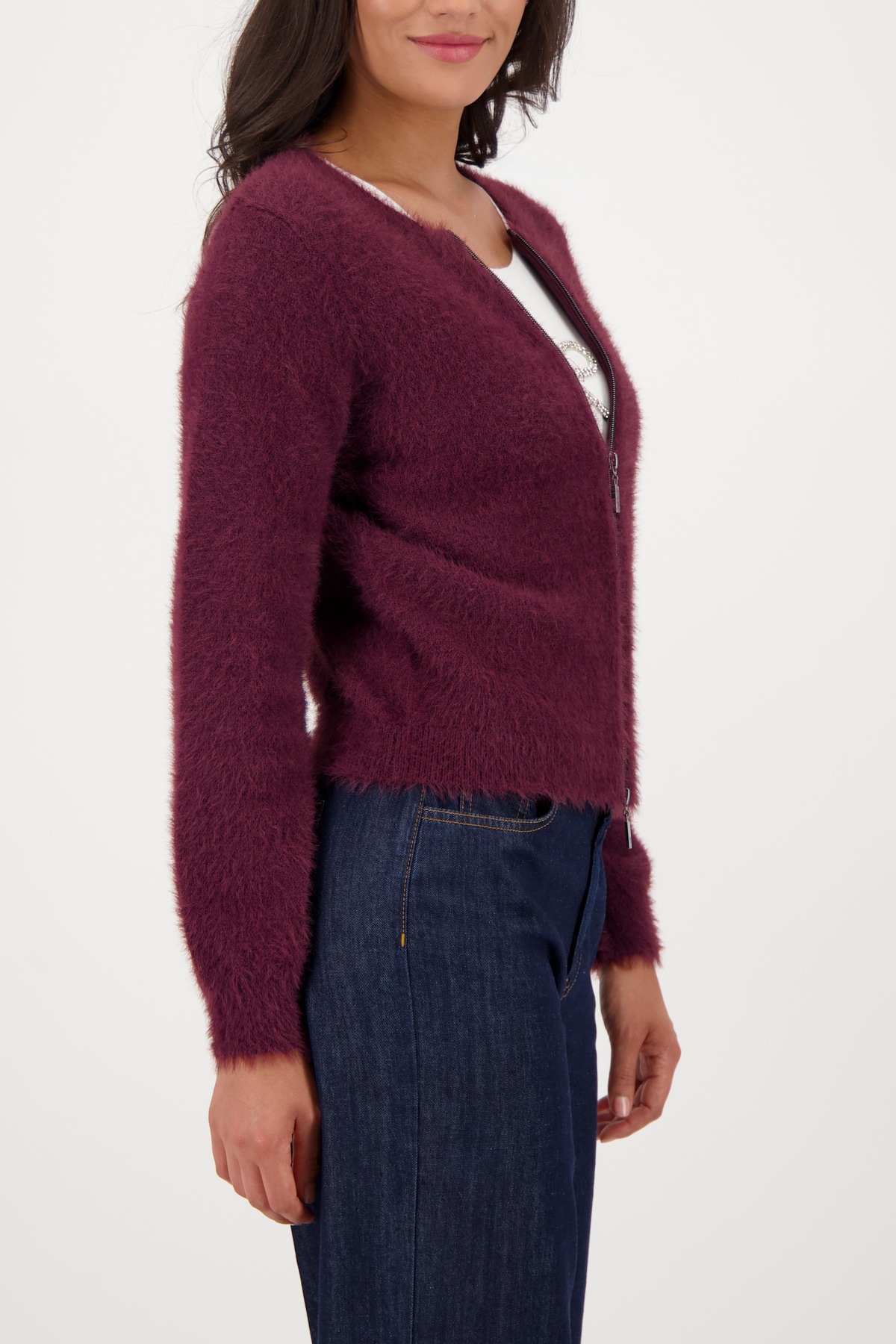 Monari Strickjacke "Jacke Strickjacke Plüsch", Regular fit mit Rundhalsauss günstig online kaufen