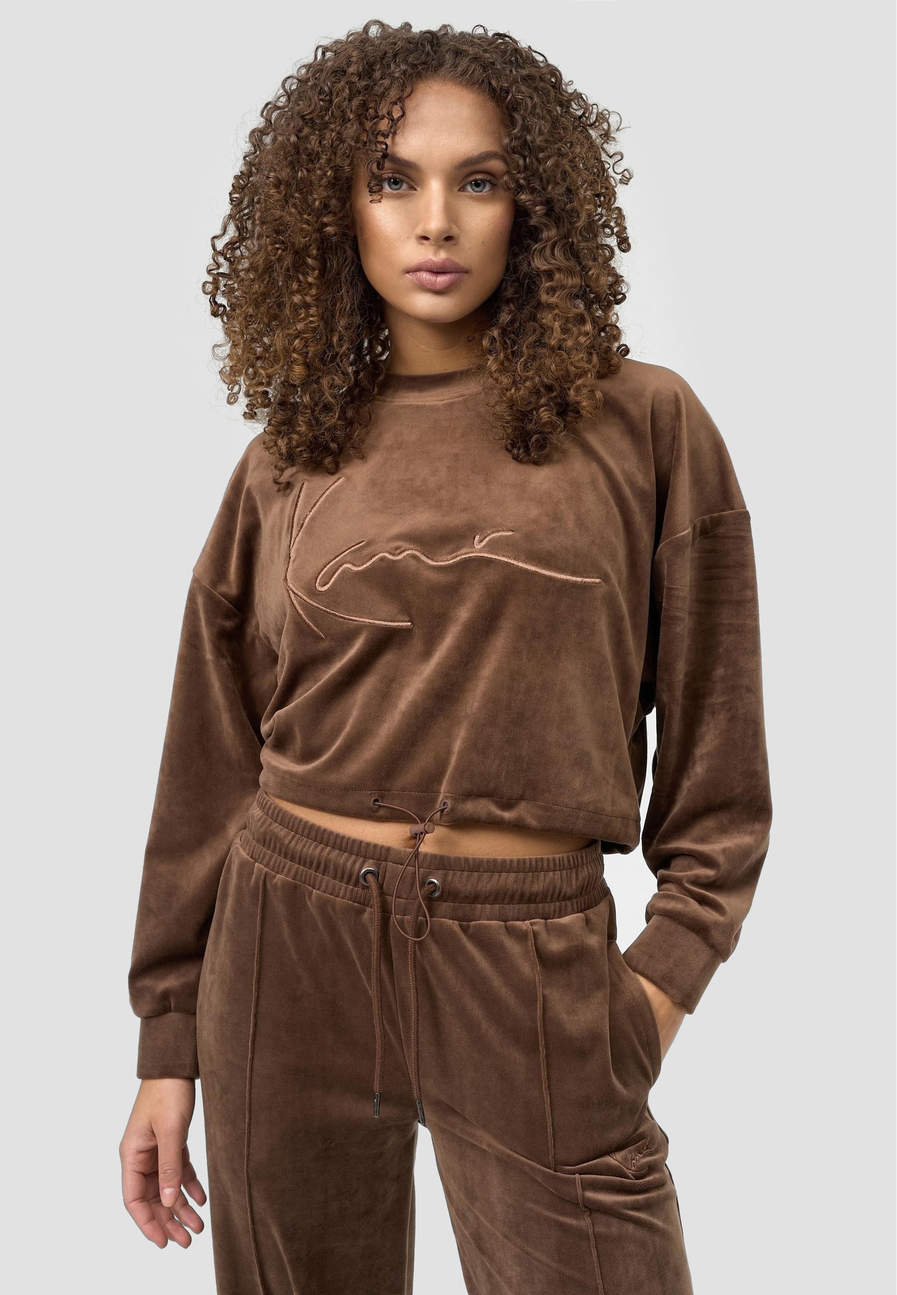 Karl Kani Sweater »Karl Kani Damen KW214-045-1 Signature Velvet Crop Crew brown«, (1 tlg.)