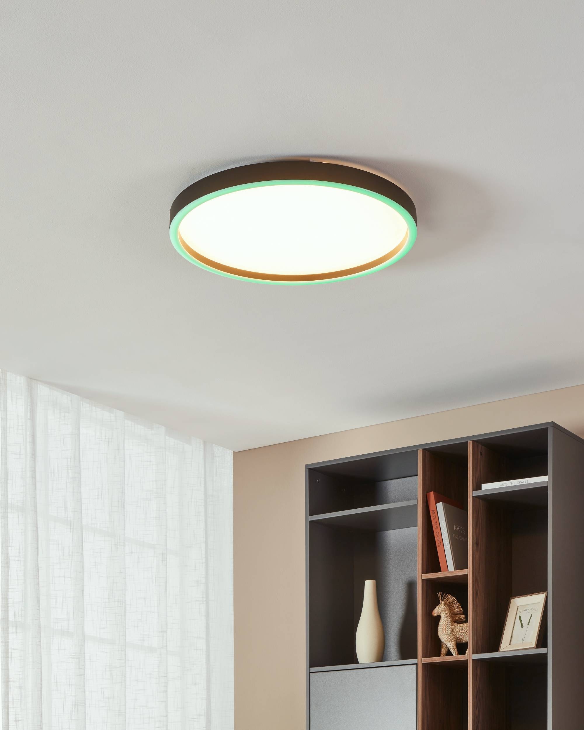 EGLO Deckenleuchte »Montemorelos-Z Deckenlampe, ZigBee 3.0, Kristall-Effekt, Flurlampe« LED-Modul 1 Stk. Kaltweiß | RGB Wand-/Deckenleuchte - H7 x Ø57 cm - schwarz - 34,5W inkl.