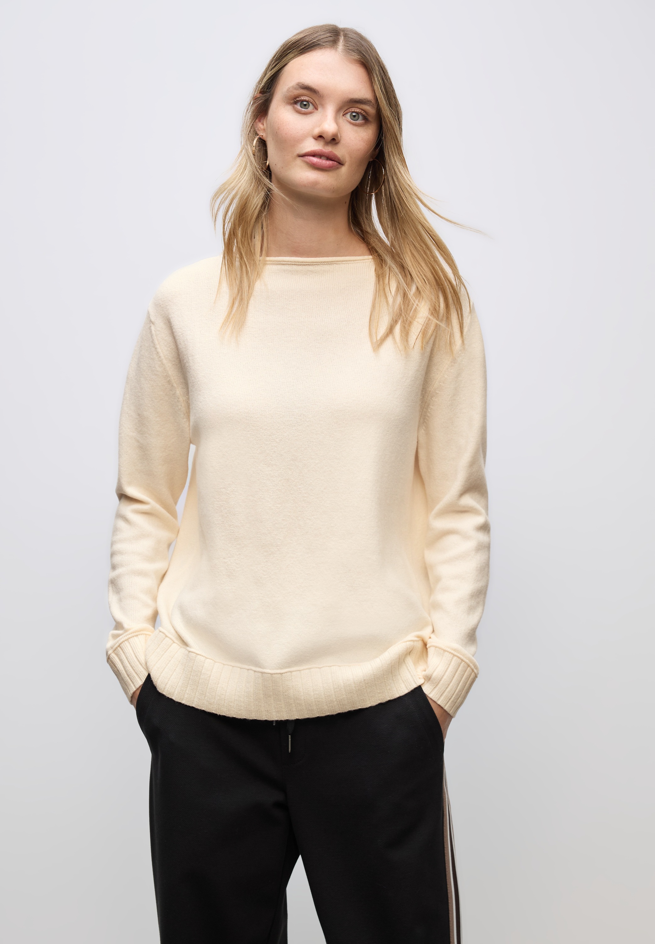 STREET ONE Damen Strickpulloversoft beige, Gr. 46, unifarben, Stoff, 33% Polyester, 31% Polyacryl, 24% Baumwolle, 12% Polyamid, Pullover, mit