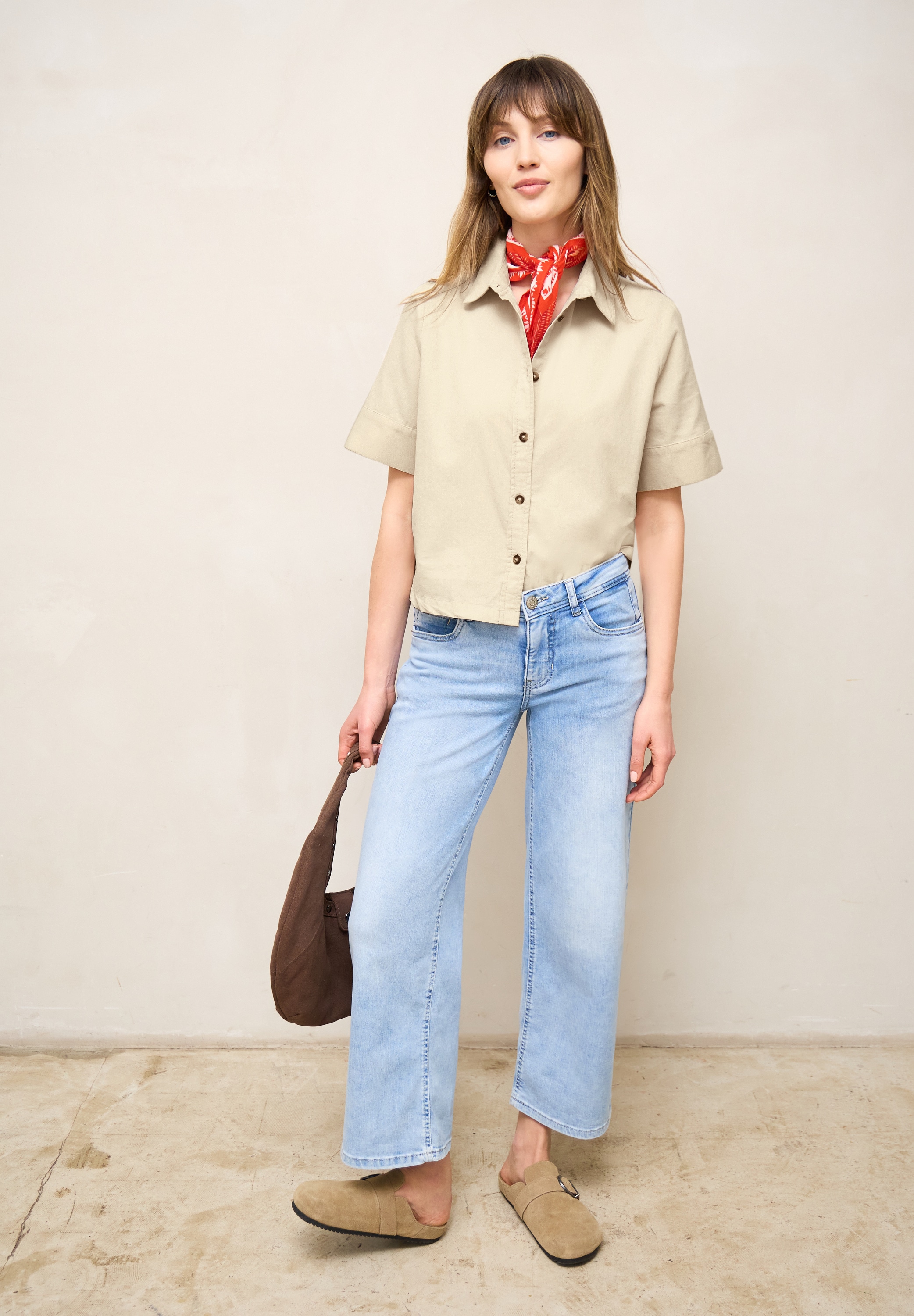 STREET ONE STUDIO Kurzarmbluse aus reiner Baumwolle