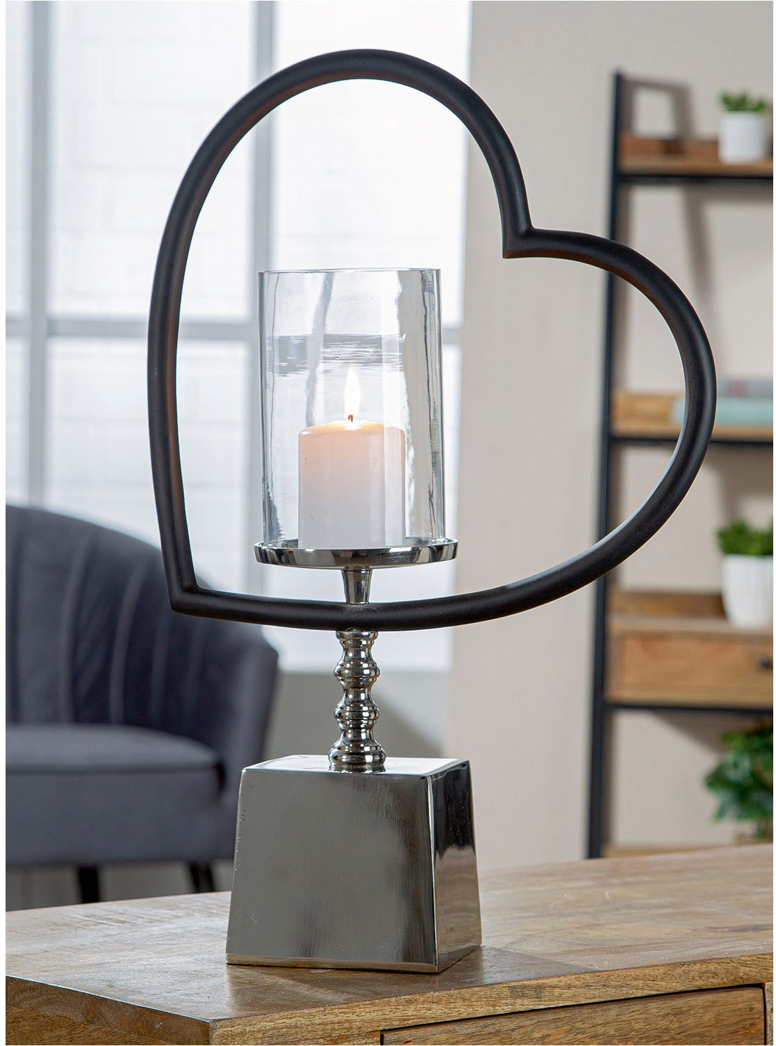 GILDE Windlicht "Windlicht Herz Te quiero schwarz; silberfarben", (1 St.) günstig online kaufen