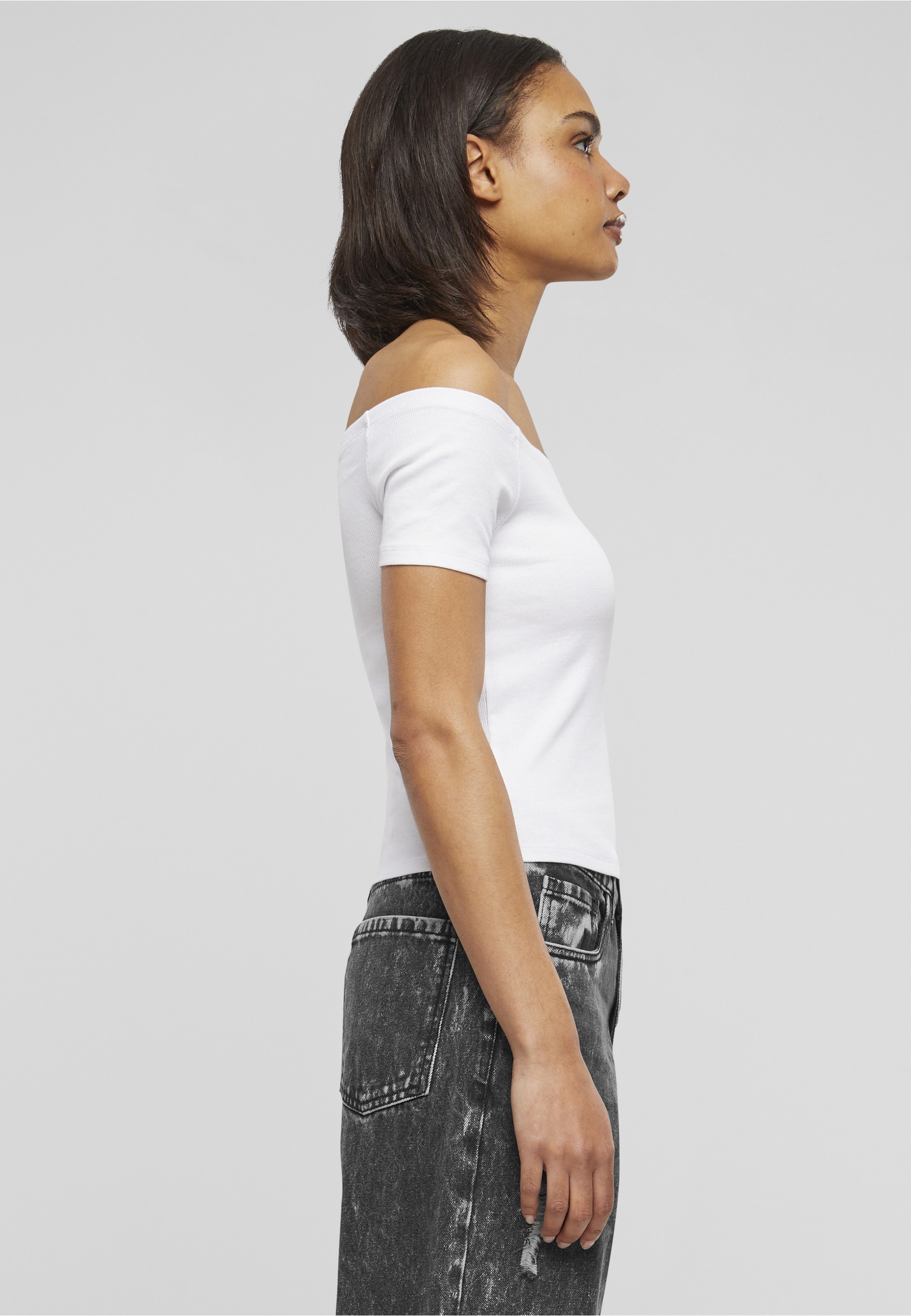 URBAN CLASSICS T-Shirt »Urban Classics Damen Ladies Organic Off Shoulder Rib Tee« 1 Stk.