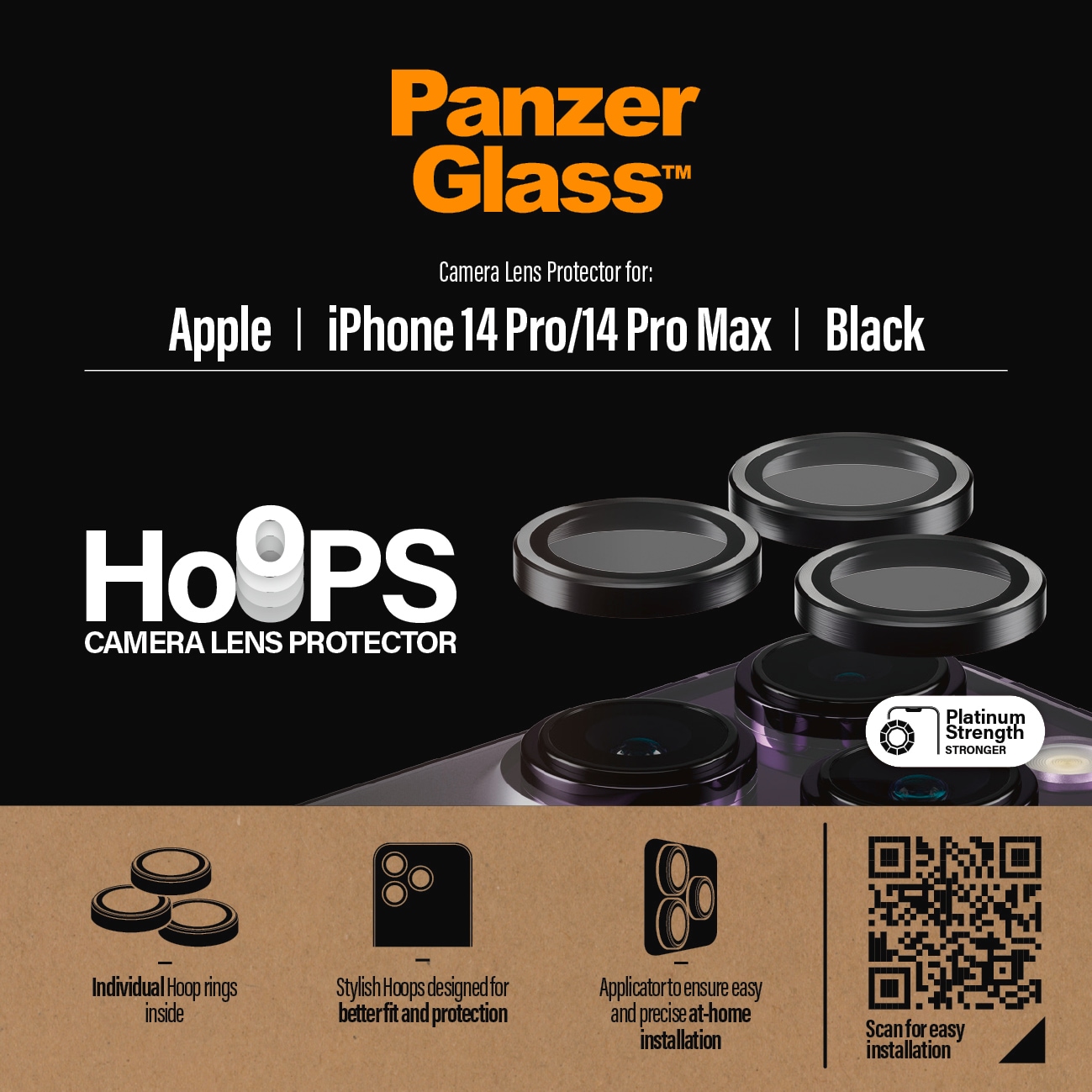 PanzerGlass Kameraschutzglas »Hoops«, für Apple iPhone 14 Pro-Apple iPhone 14 Pro Max, Schutzglas, Linsenschutz, Kameraschutz, Abdeckung, stoßfest, kratzfest