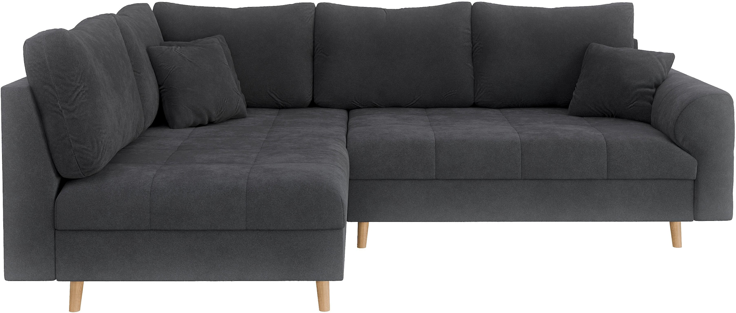 Home affaire Ecksofa »CHARRE L-Form mit Ottomane, Maße B/T/H: 231/161/81 cm«, feine Steppung, lose Rücken- und Zierkissen, auch in Cord und Bouclé