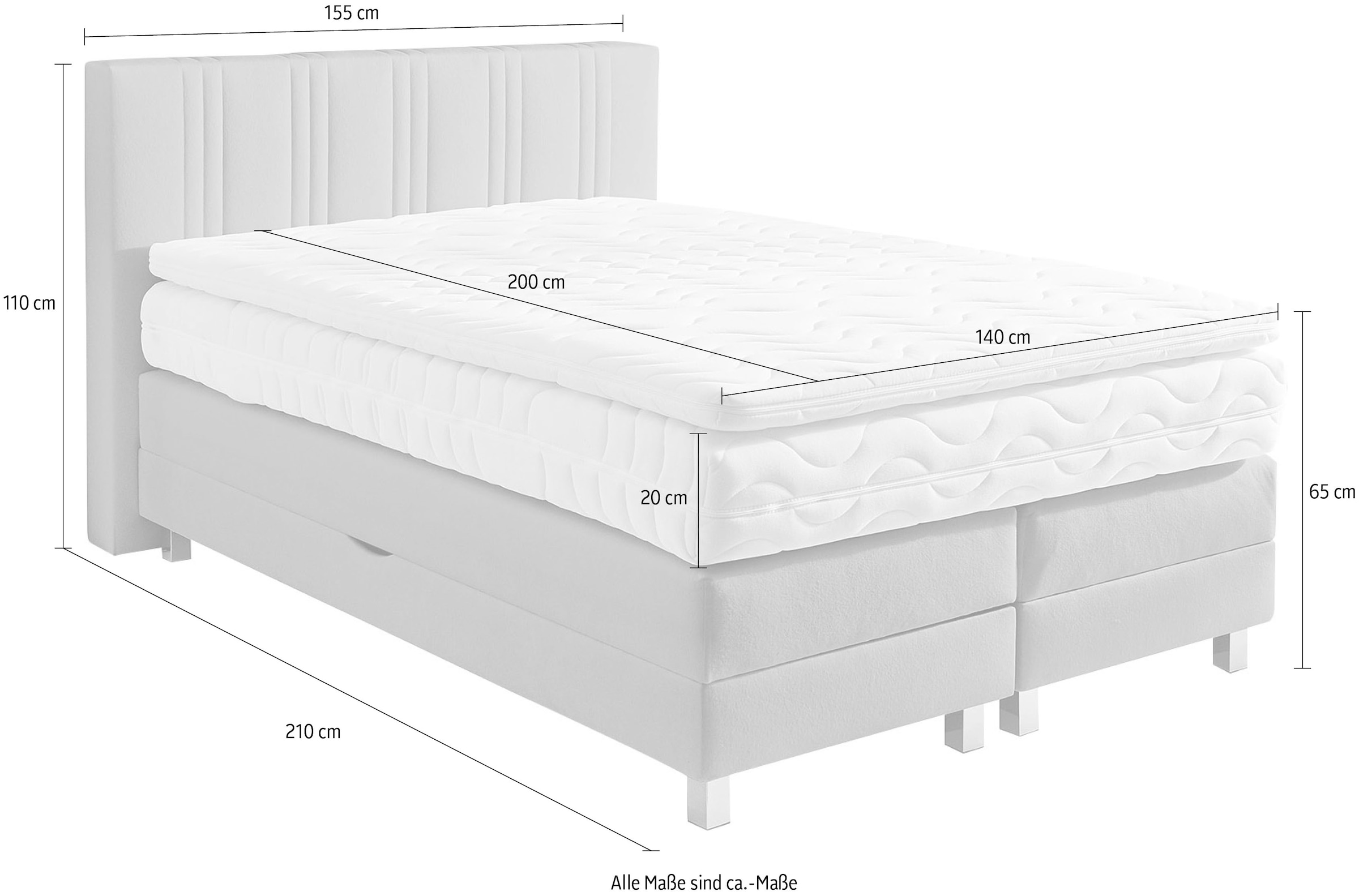Westfalia Schlafkomfort Box Spring Bed White 155x210cm 8