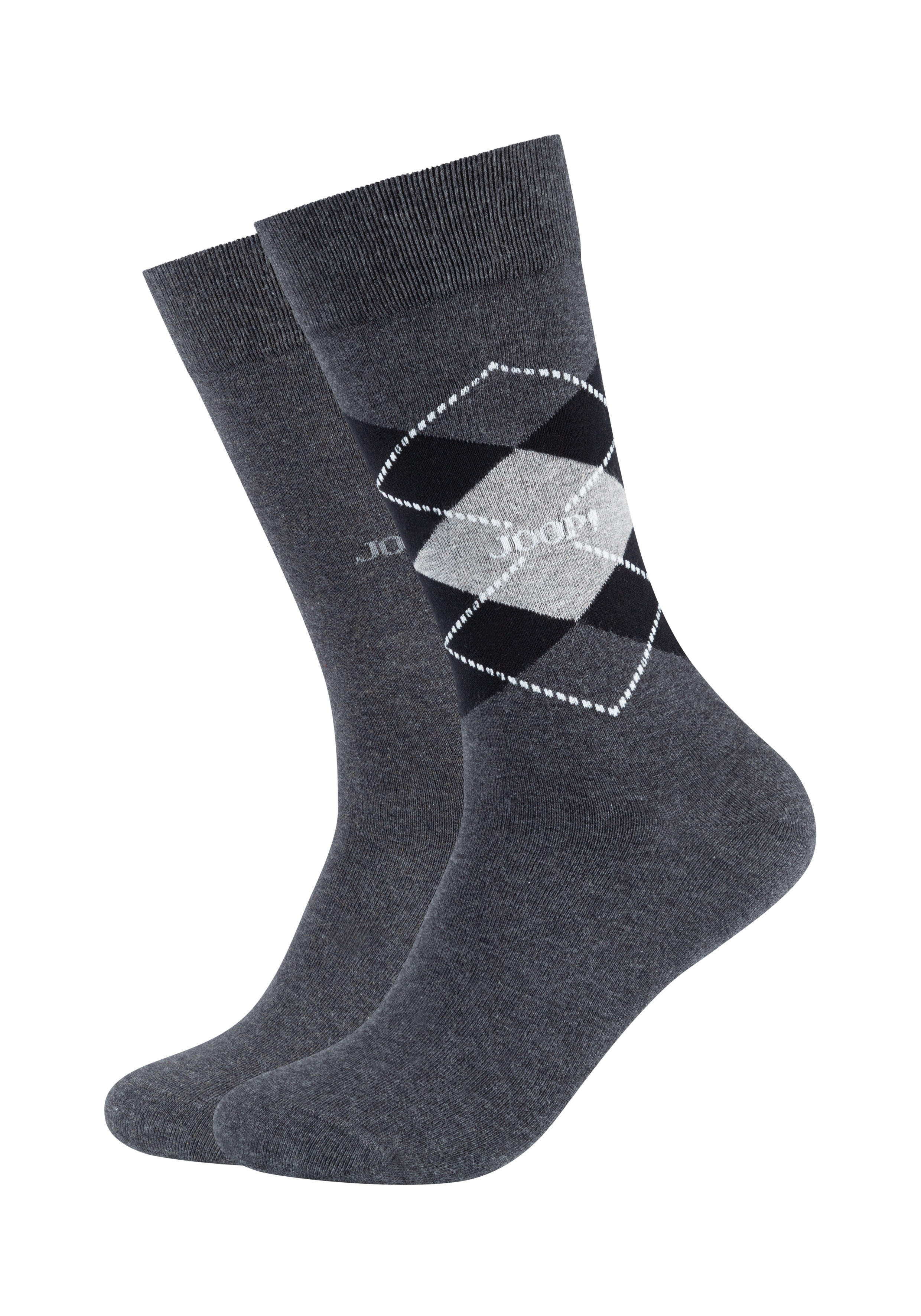 JOOP "premium essentials" 2 Paar, Premium Qualität, verstärkte Ferse, verstärkte Zehen, Argyle Design