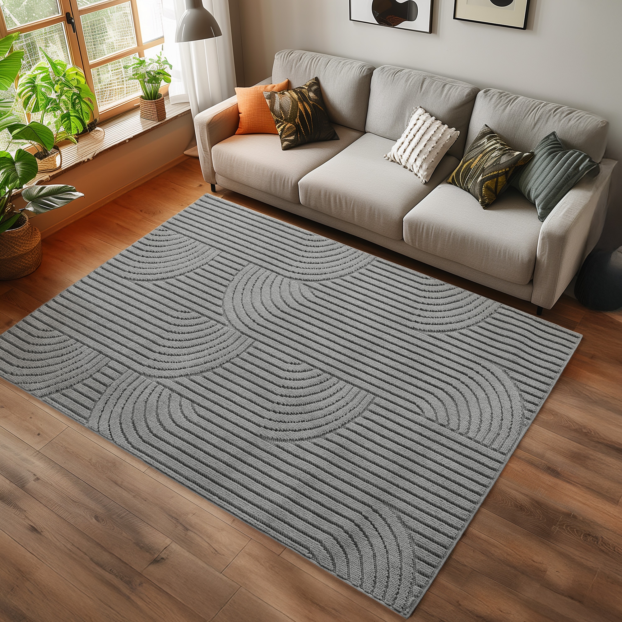 Ayyildiz Teppiche "HELIX 2201, auch als Läufer und Rund erhältlich" rechteckig 7 mm Höhe 3D-Effekt durch Cut-Loop-Webtechnik, Woll-Optik, Bouclé, Wohnzimmer