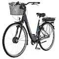FISCHER Fahrrad E-Bike »CITA ECU 2200 318«, 7 Gang, Shimano, Nexus, Frontmotor 250 W, (mit Akku-Ladegerät-mit Beleuchtungsset-mit Fahrradkorb-mit Fahrradschloss-mit Werkzeug), ebike Damen