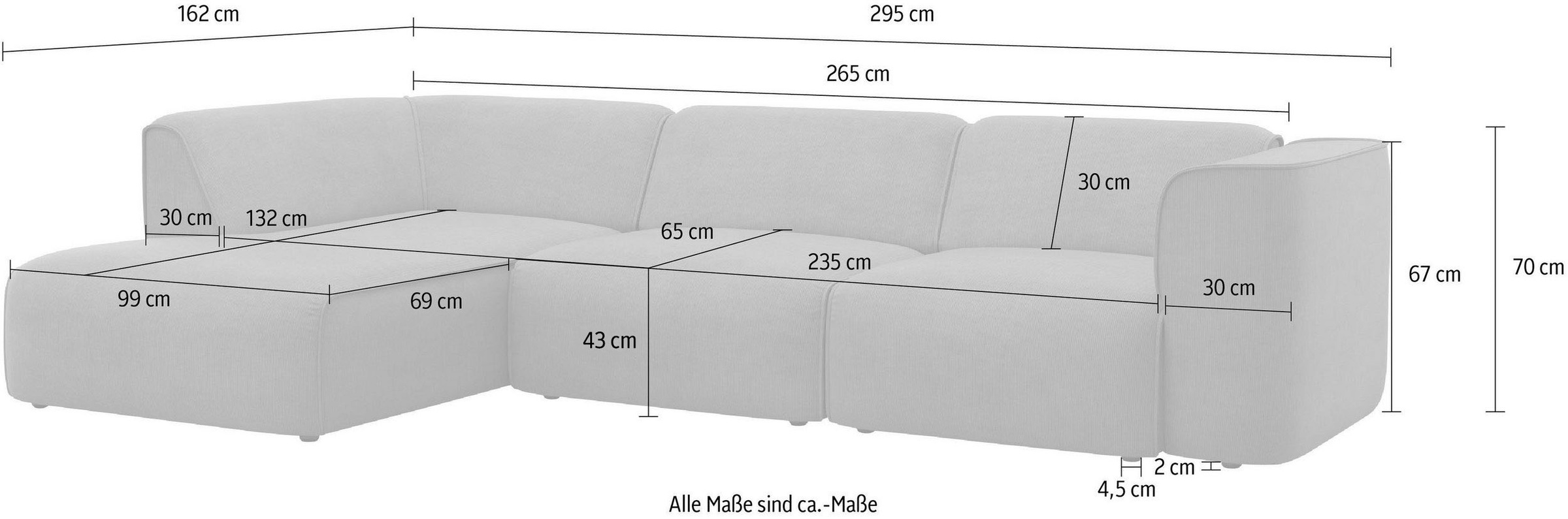 Ecksofa Merid jederzeit durch Module erweiterbar für individuelle Zusammenstellung