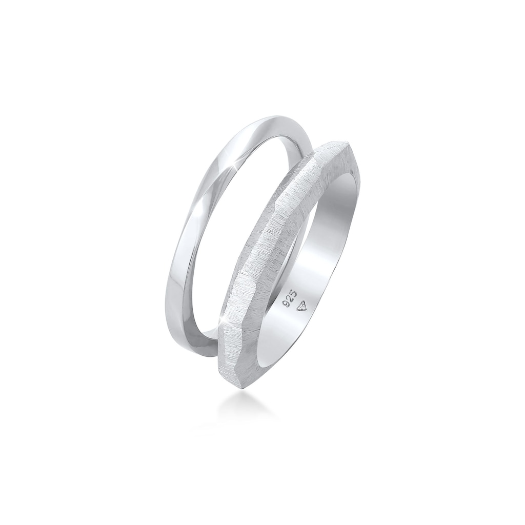 Elli Premium Ring-Set »Bandring Basic Gedreht Struktur (2 tlg) 925 Silber«