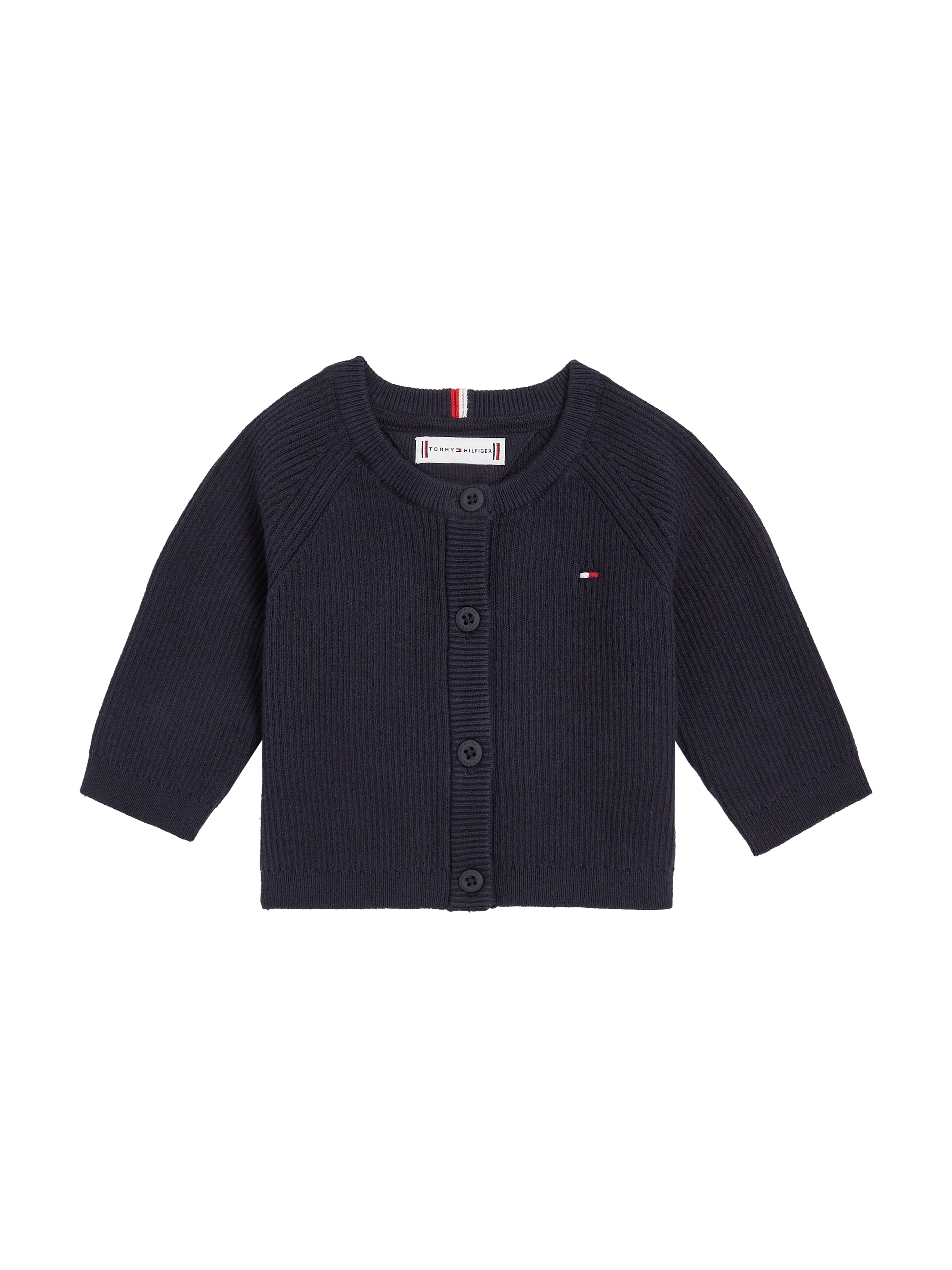 Tommy Hilfiger Strickjacke »ESSENTIAL REGULAR CARDIGAN LS«, Baby bis 2 Jahre mit Logostickerei