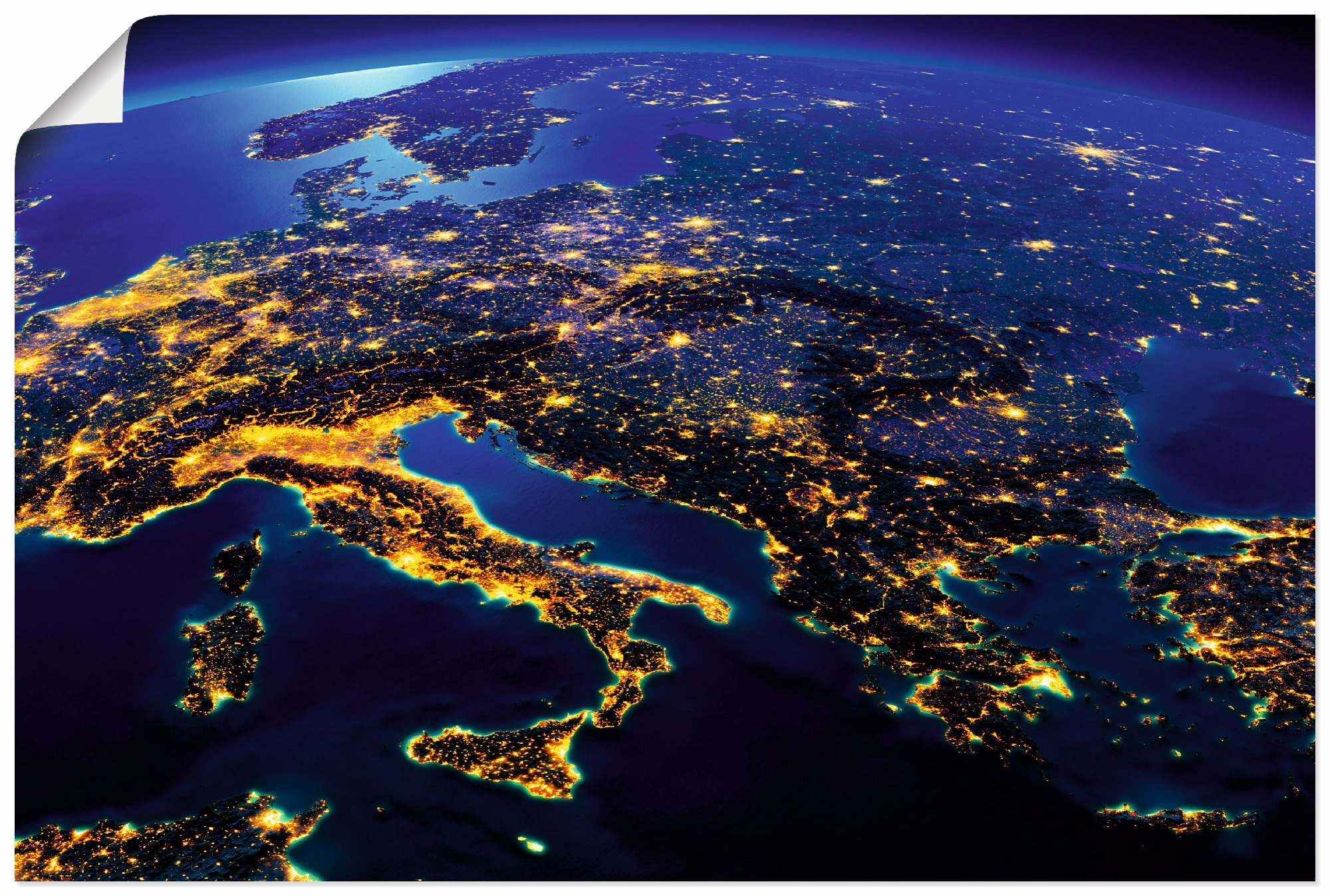 Artland Wandbild »Südliches Europa vom Weltraum«, Weltall & Kosmos, (1 St.),  als Alubild, Leinwandbild, Wandaufkleber oder Poster in versch. Größen  bestellen | BAUR