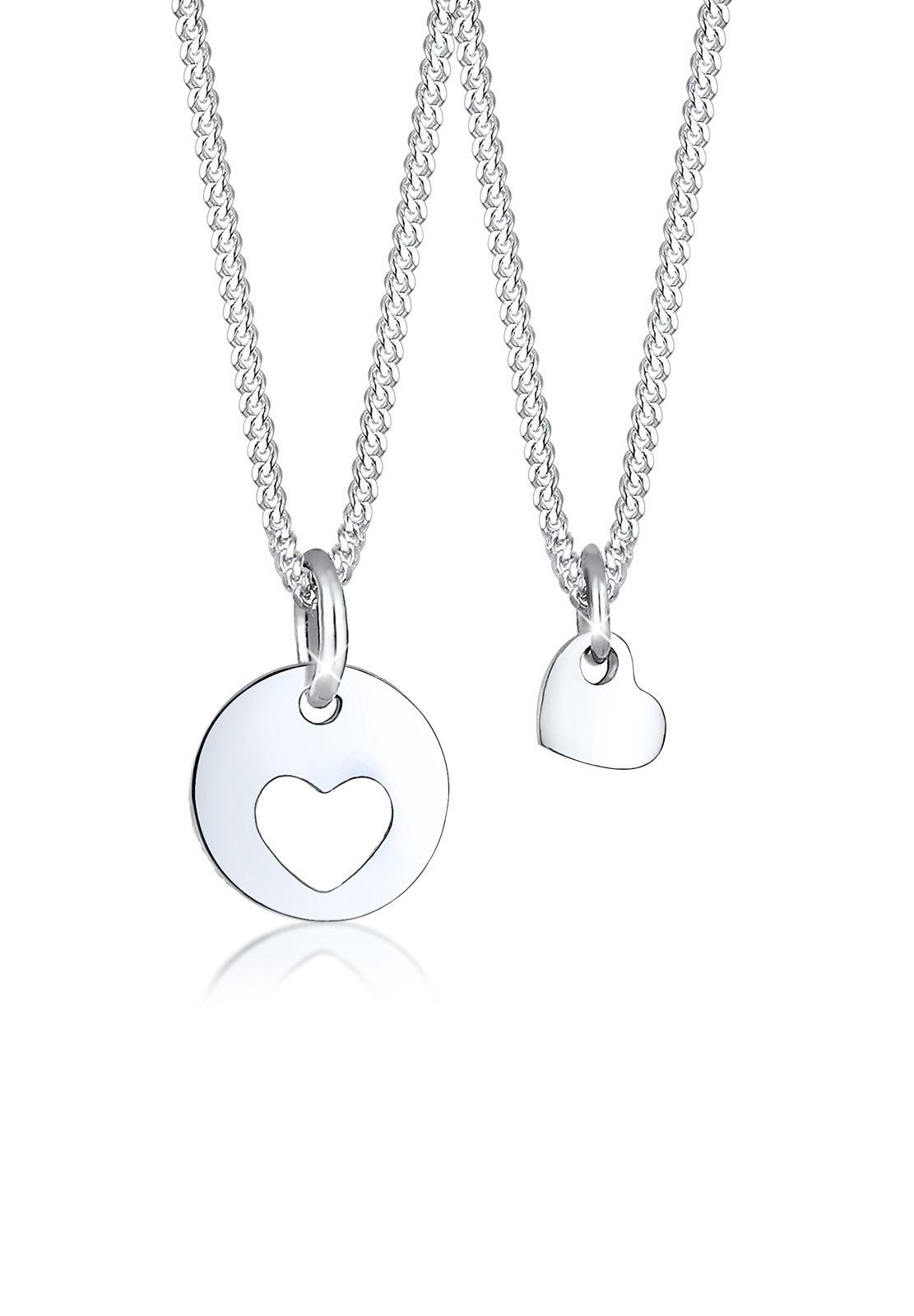 Elli Ketten-Set »Halskette Herz Mutter Kind Cut Out Münze 925 Silber«