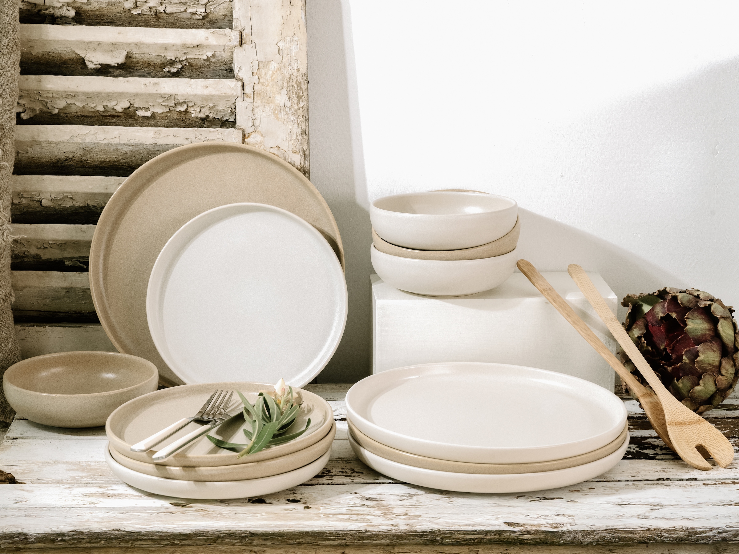 CreaTable Teller-Set »Uno Toscana, Tellerset 12-tlg.« Puristische Formgebung, Inspiriert durch die Farben der Toscana