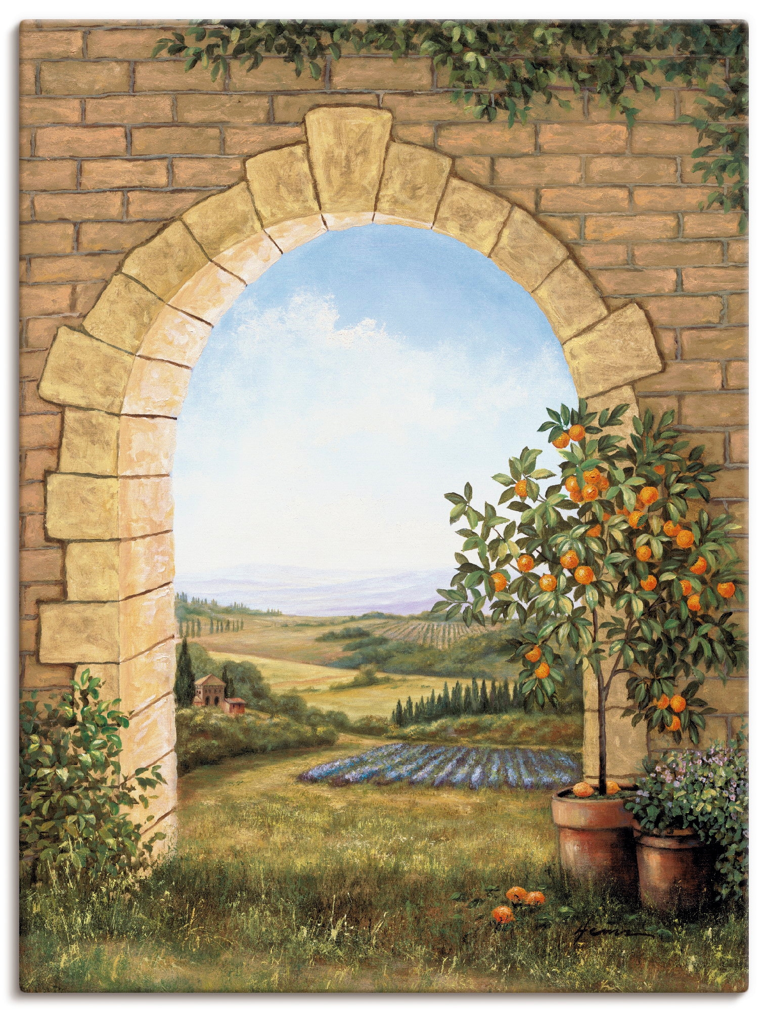 Artland Poster vor Leinwandbild, Fensterblick, oder Alubild, in Größen versch. St.), bestellen Wandaufkleber »Orangenbaum Torbogen«, | BAUR (1 als Wandbild dem