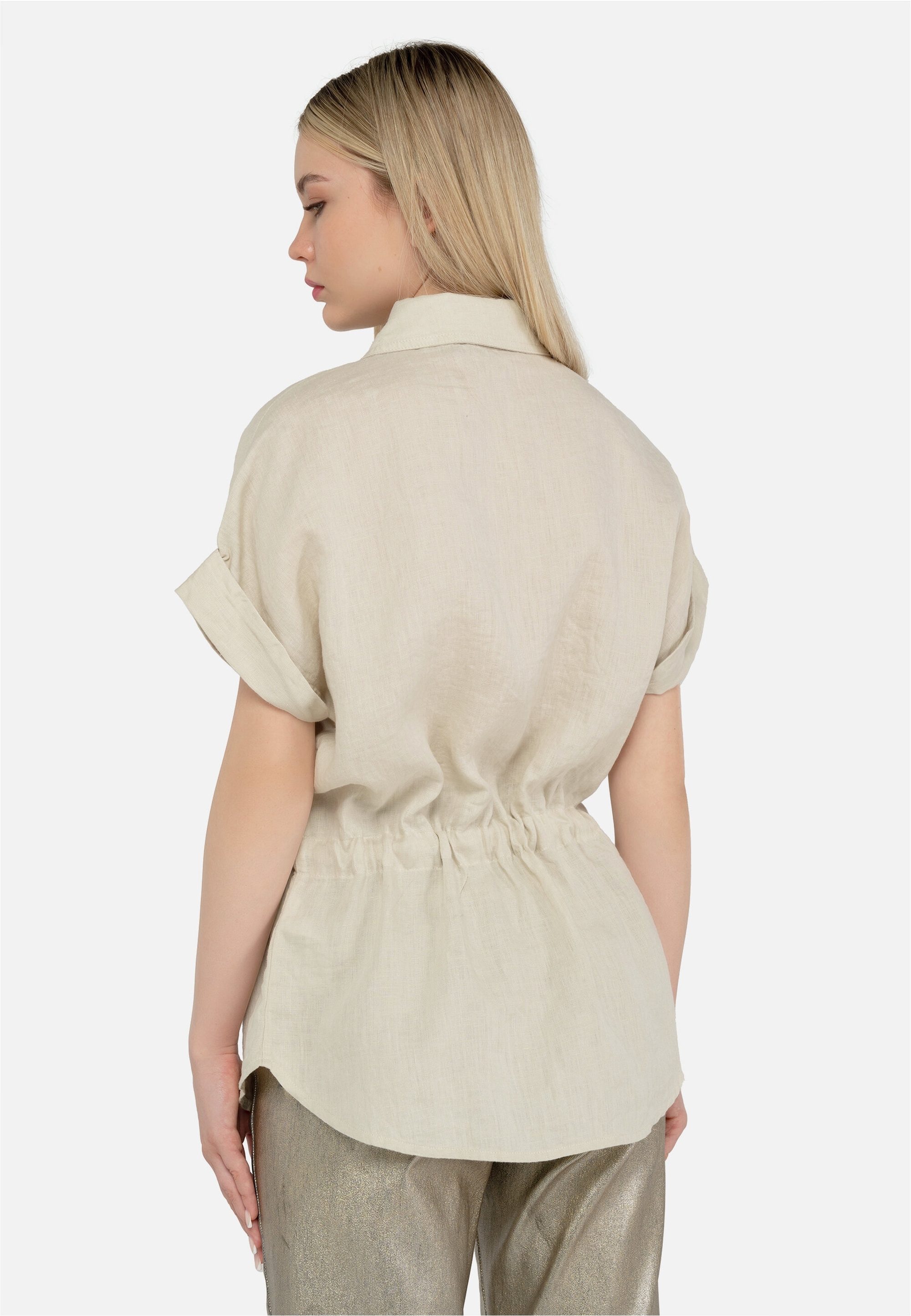 freshlions Kurzarmbluse »Zoey«, mit Bindeband in der Taille