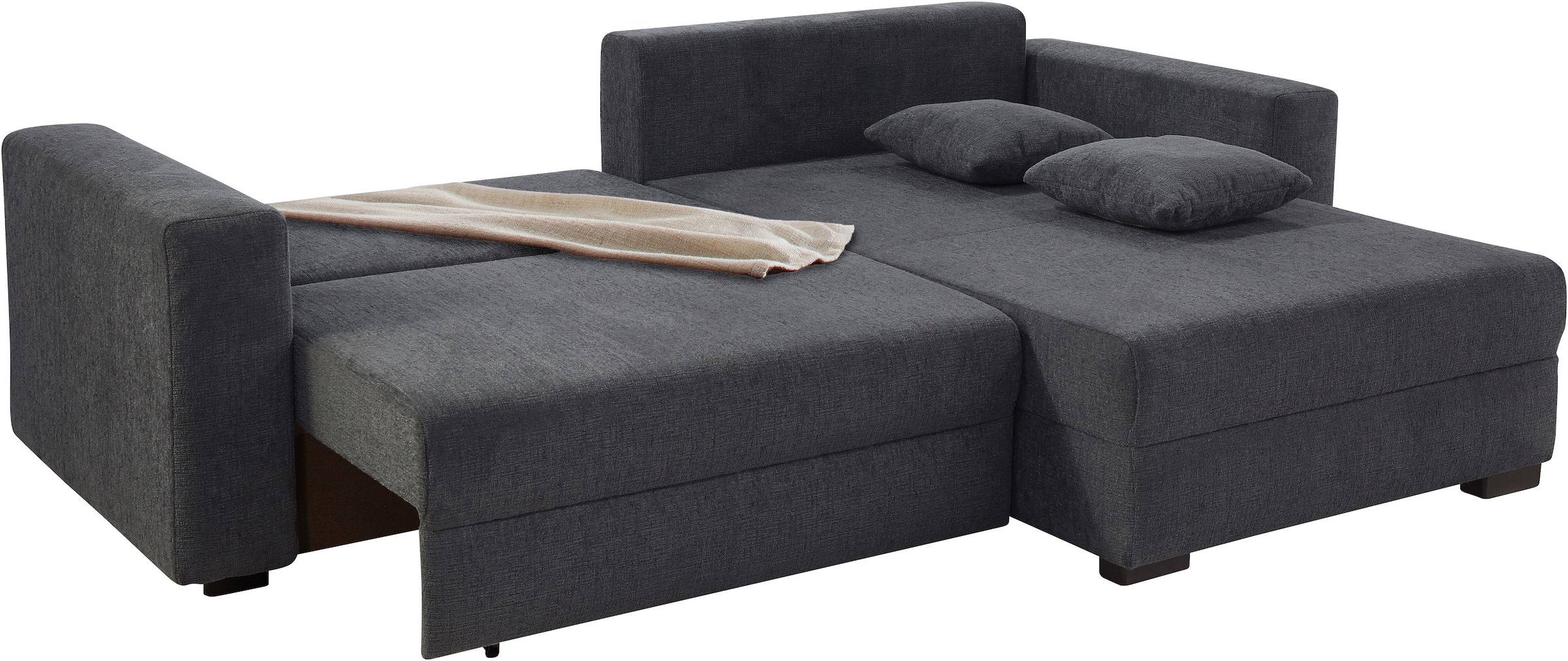 Jockenhöfer Gruppe Ecksofa »Saalbach, L-Form, Breite 261cm«, inkl. Bettfunktion & Bettkasten, Ottomane links/rechts montierbar