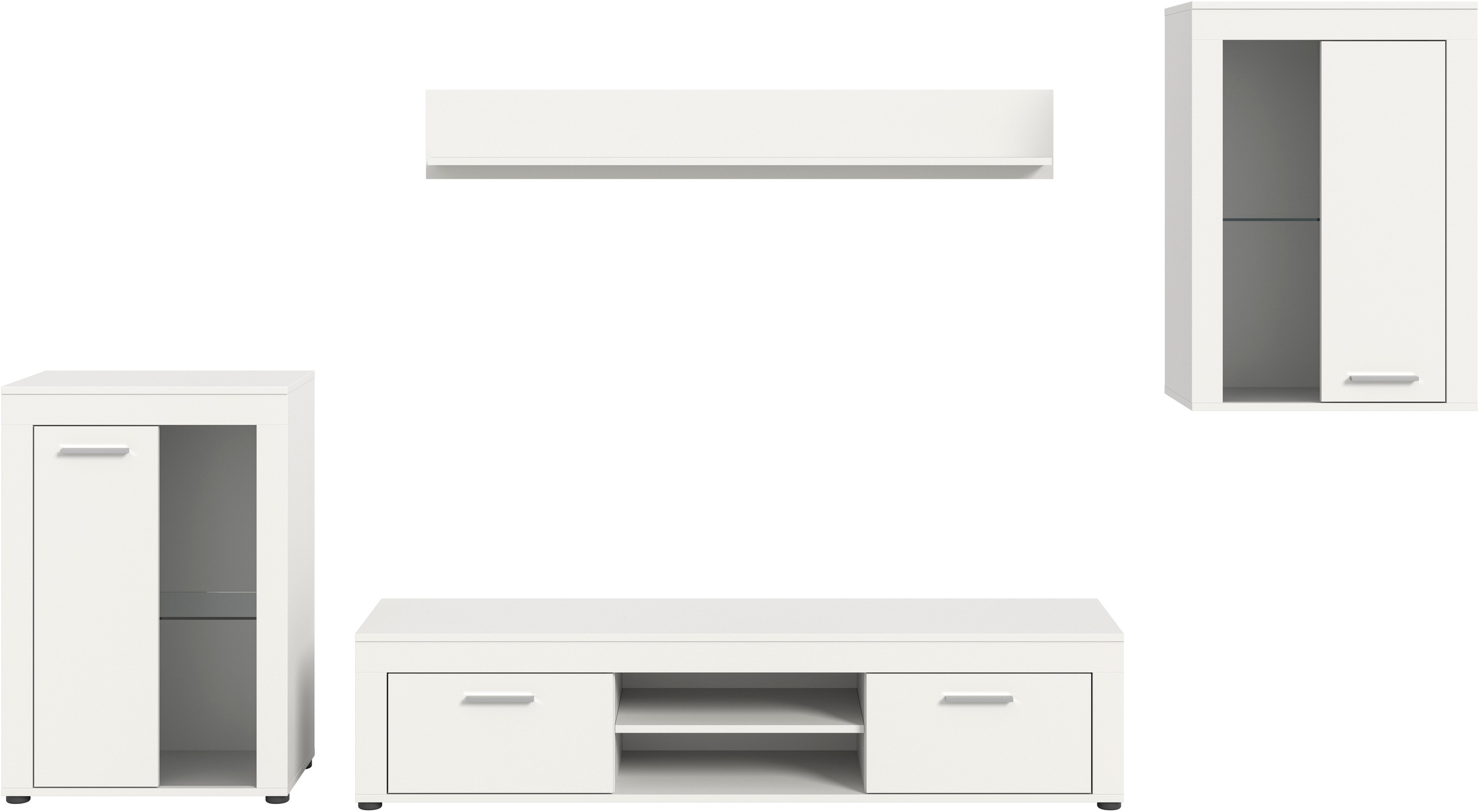 Thumbnail - INOSIGN Wohnwand "Aosta, 4-tlg., bestehend aus: 2x Vitrine, Lowboard & Wandboard" 4 Stk. tlg.