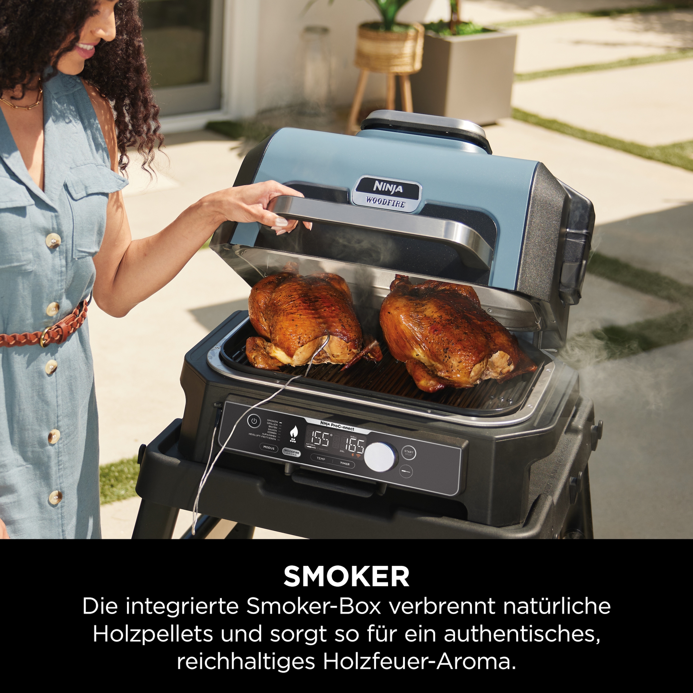 NINJA Tischgrill »Woodfire Pro Connect XL OG901EU«, 1700 W, Elektrischer Outdoor Grill & Smoker