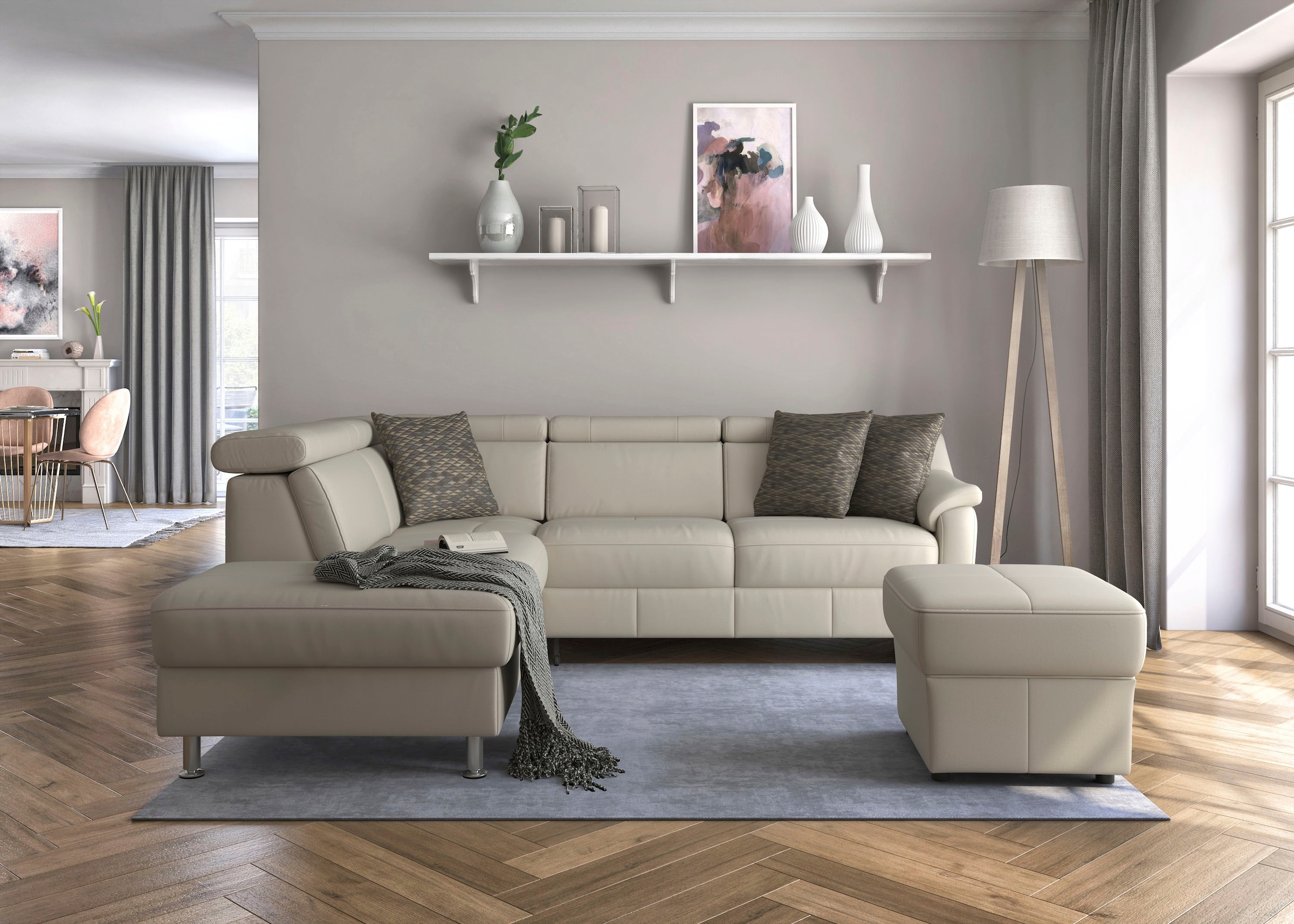Ecksofa SIT & MORE "Freetown L-Form", beige (elfenbein), B:252cm H:84cm T:216cm, Sofas, Ecksofa, inklusive Kopfteilverstellung und komfortablem Federkern 4