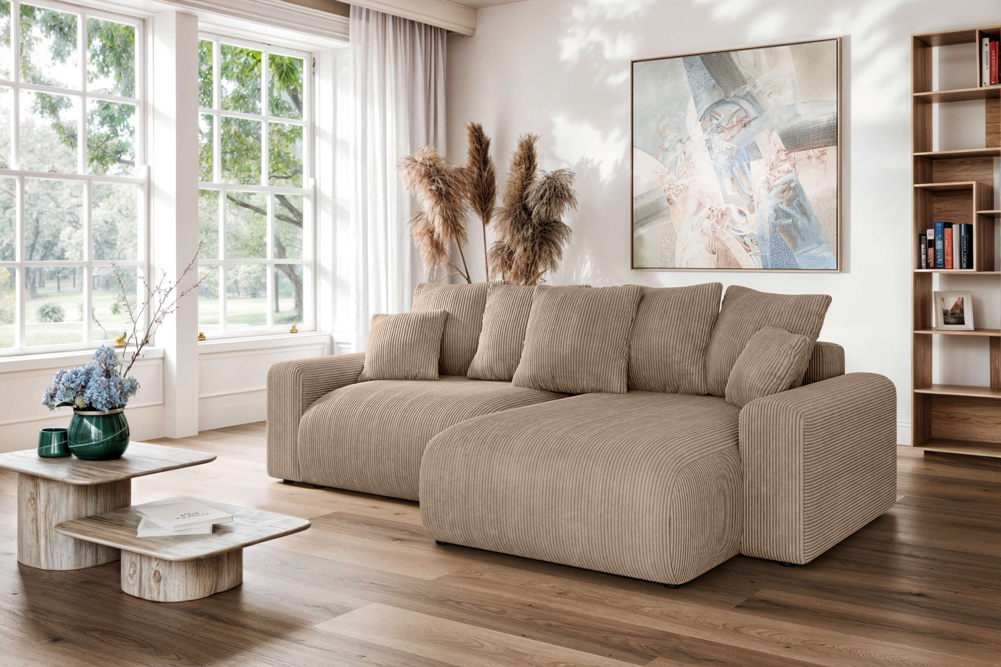 Home affaire Ecksofa »LAKESIDE klein mit Bettfunktion und Bettkasten, B/T/H 235/142/84 cm«, L-Form, Recamiere beidseitig montierbar, mit Wellenunterfederung