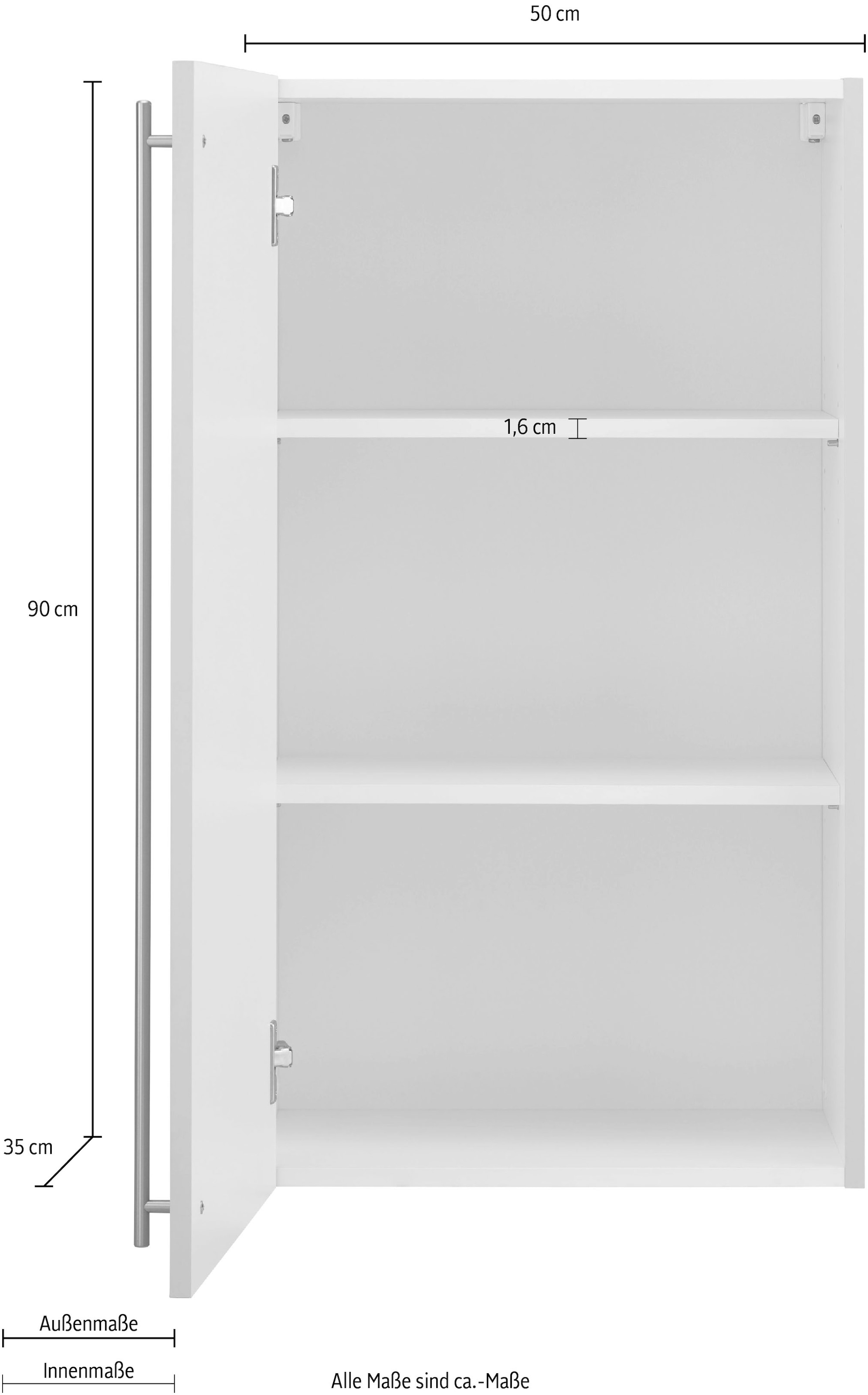 wiho Küchen Hängeschrank »Chicago«, 50 cm breit, 90 cm hoch, für viel Stauraum