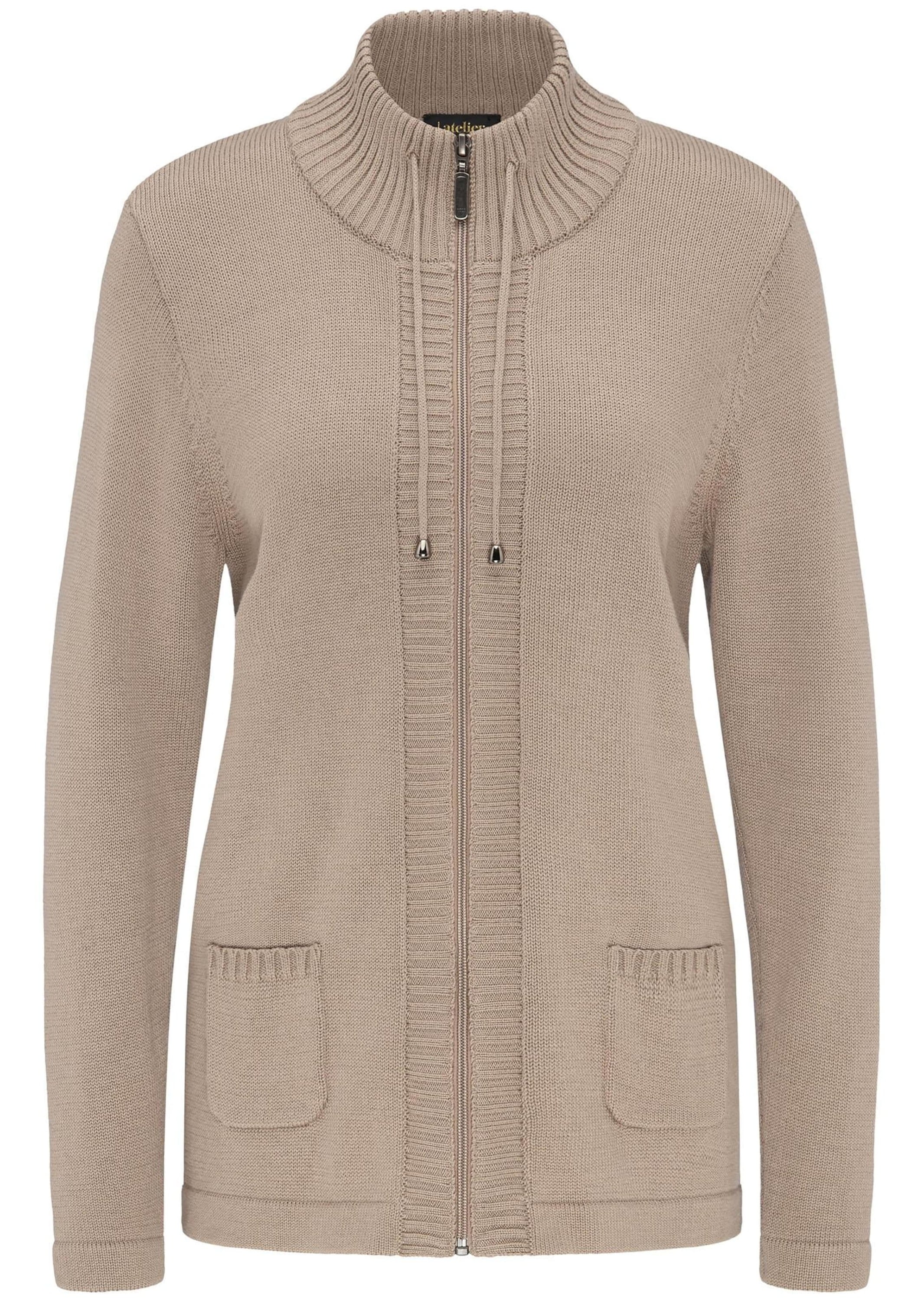 GOLDNER Strickjacke "Kurzgröße Herbstcardigan mit Reißverschluss" Aufwendig in Form gestrickt für perfekte Passform